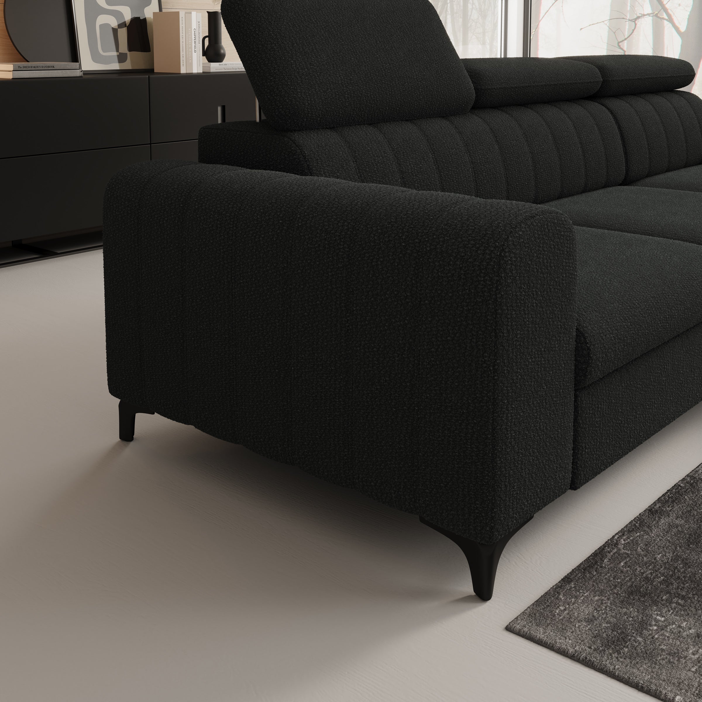 Fanoe - Hoekbank 3-zits met chaise longue - Stof zwart - Rechts