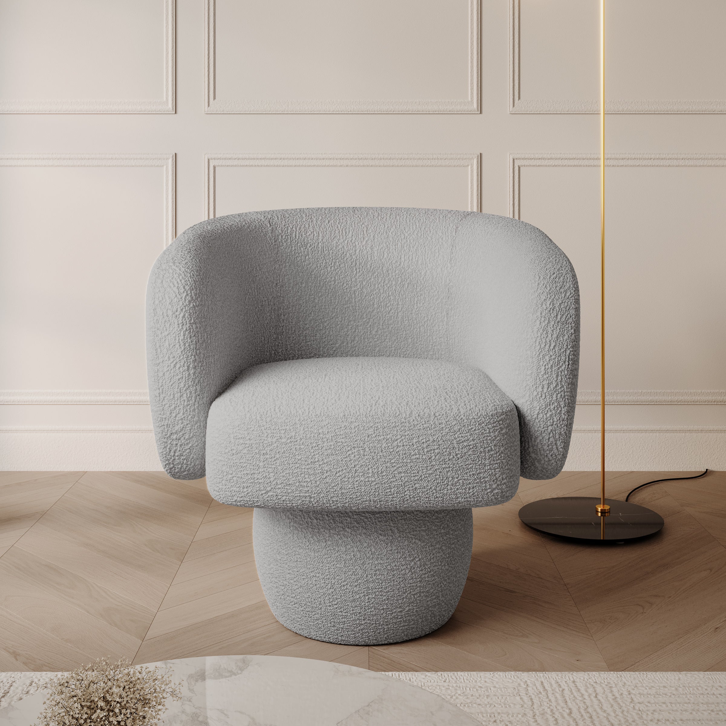 Norwich - Draaifauteuil - Teddystof grijs