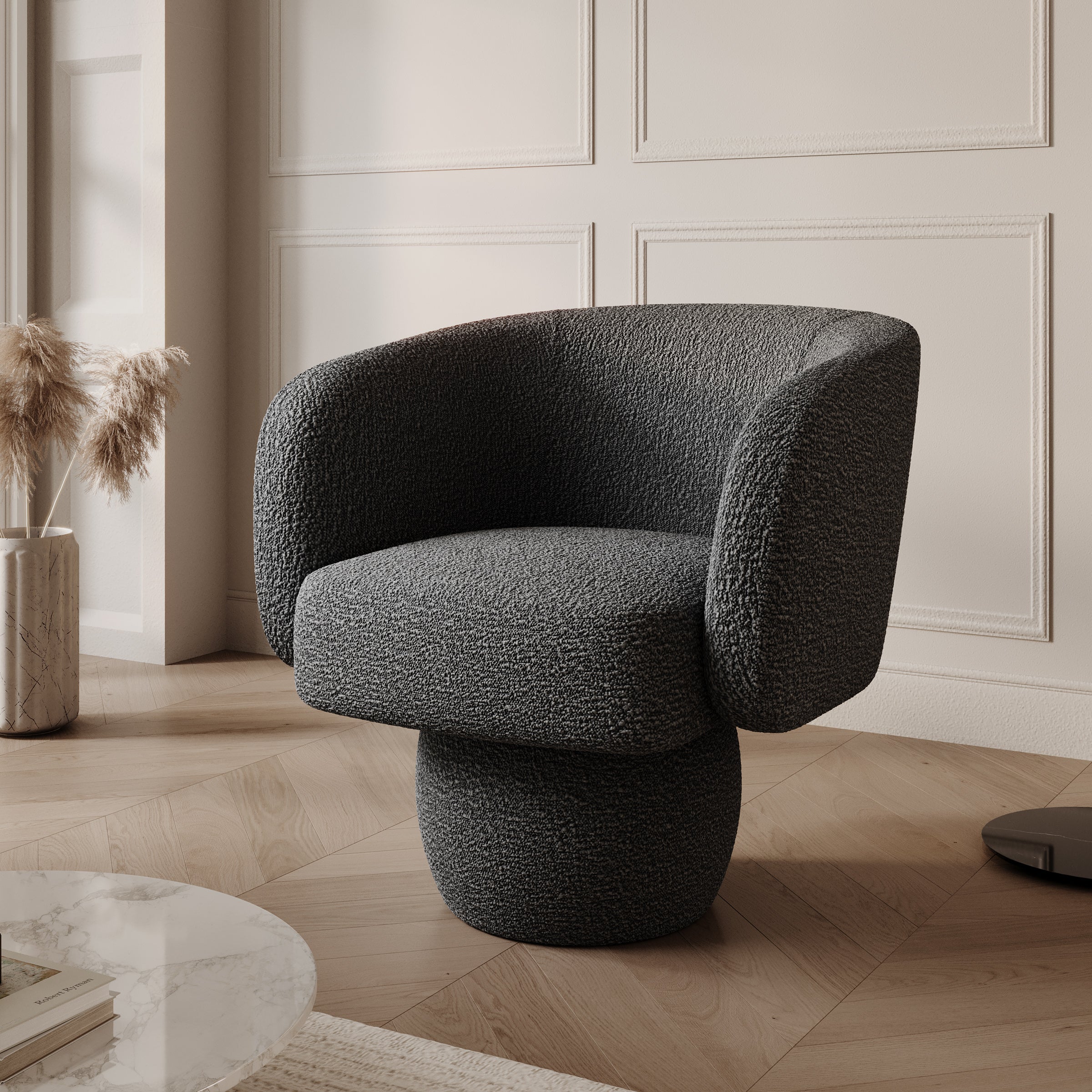 Norwich - Draaifauteuil - Teddystof zwart