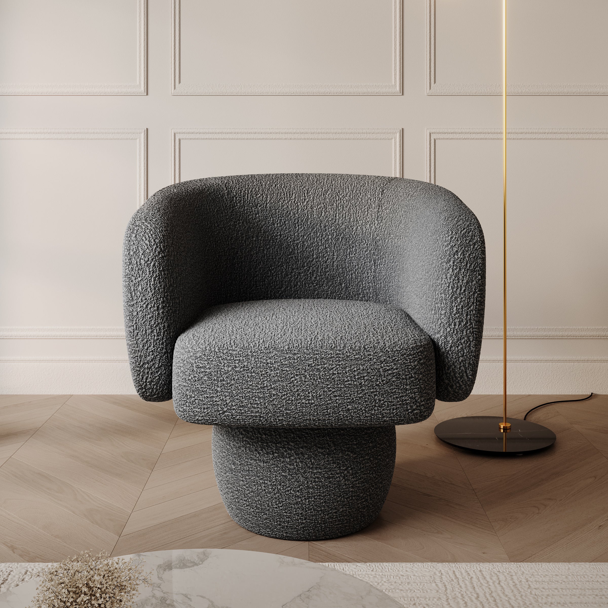 Norwich - Draaifauteuil - Teddystof zwart
