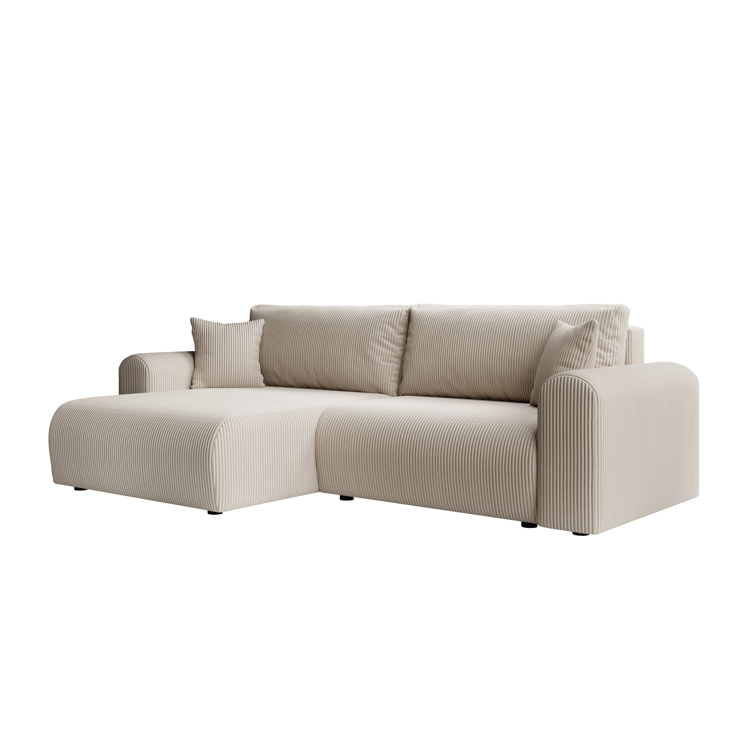 Fayel - Hoekbank 2-zits met chaise longue - Ribstof beige