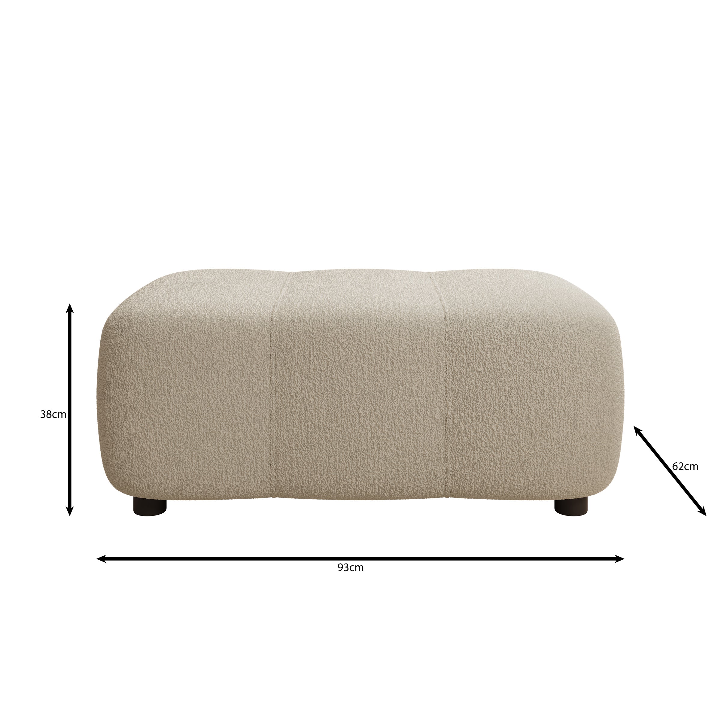 Feather - Poef - Teddystof taupe - 93x62x38 cm