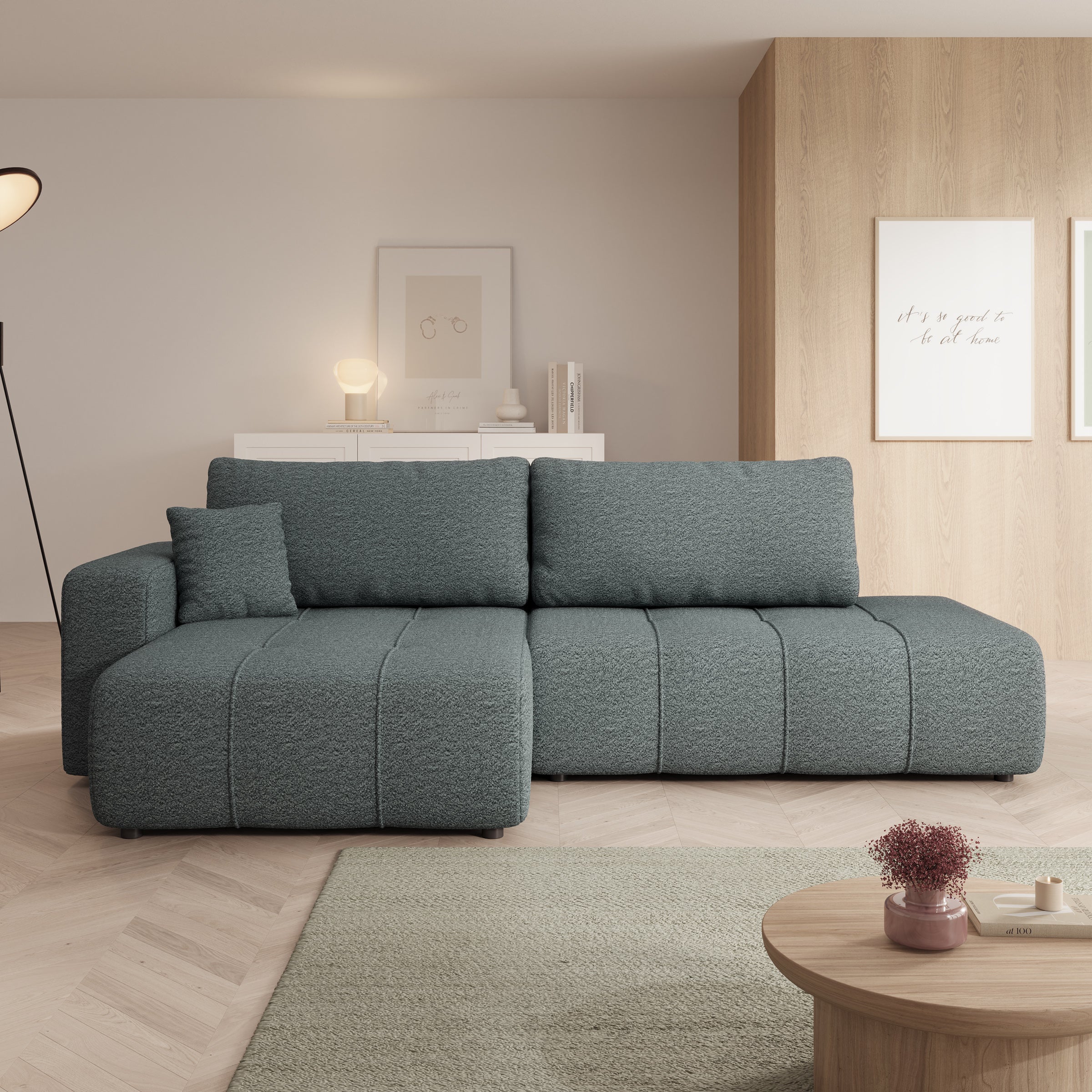Feather L - Hoekbank - Stof zwart - Links