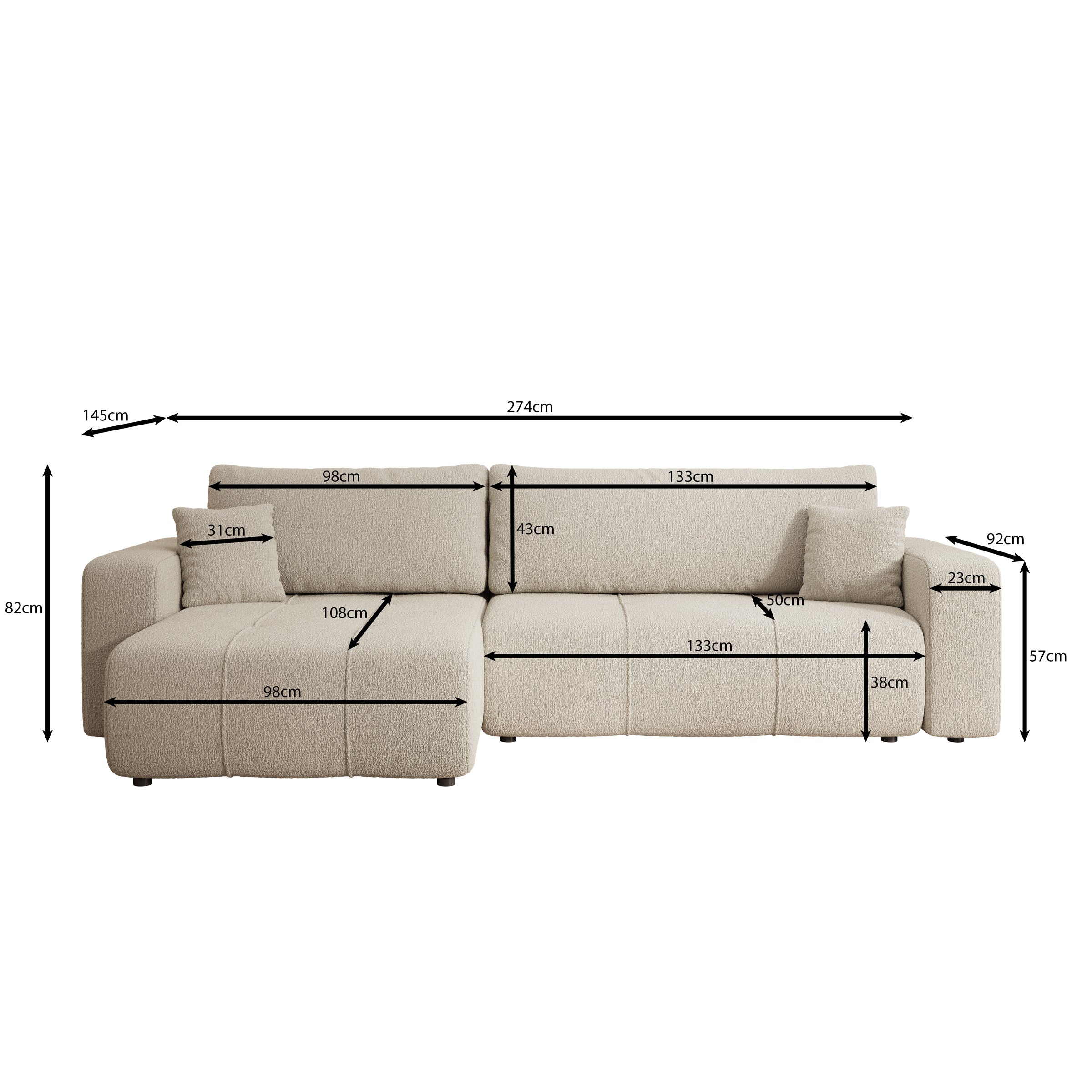 Feather Maxi - Hoekbank - Teddystof beige - Universeel