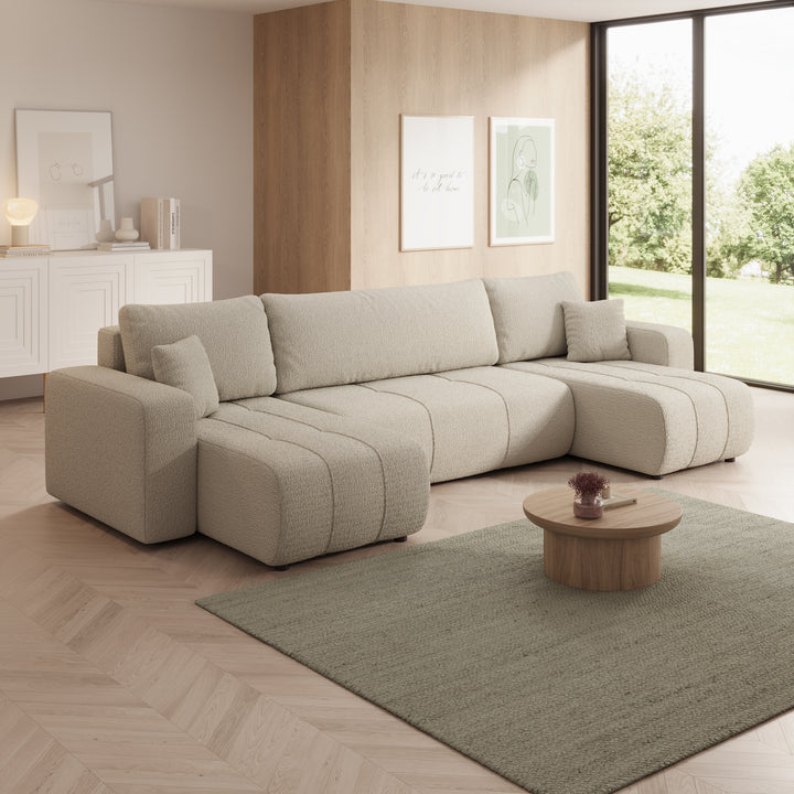 Feather U - Hoekbank - Teddystof beige - Universeel