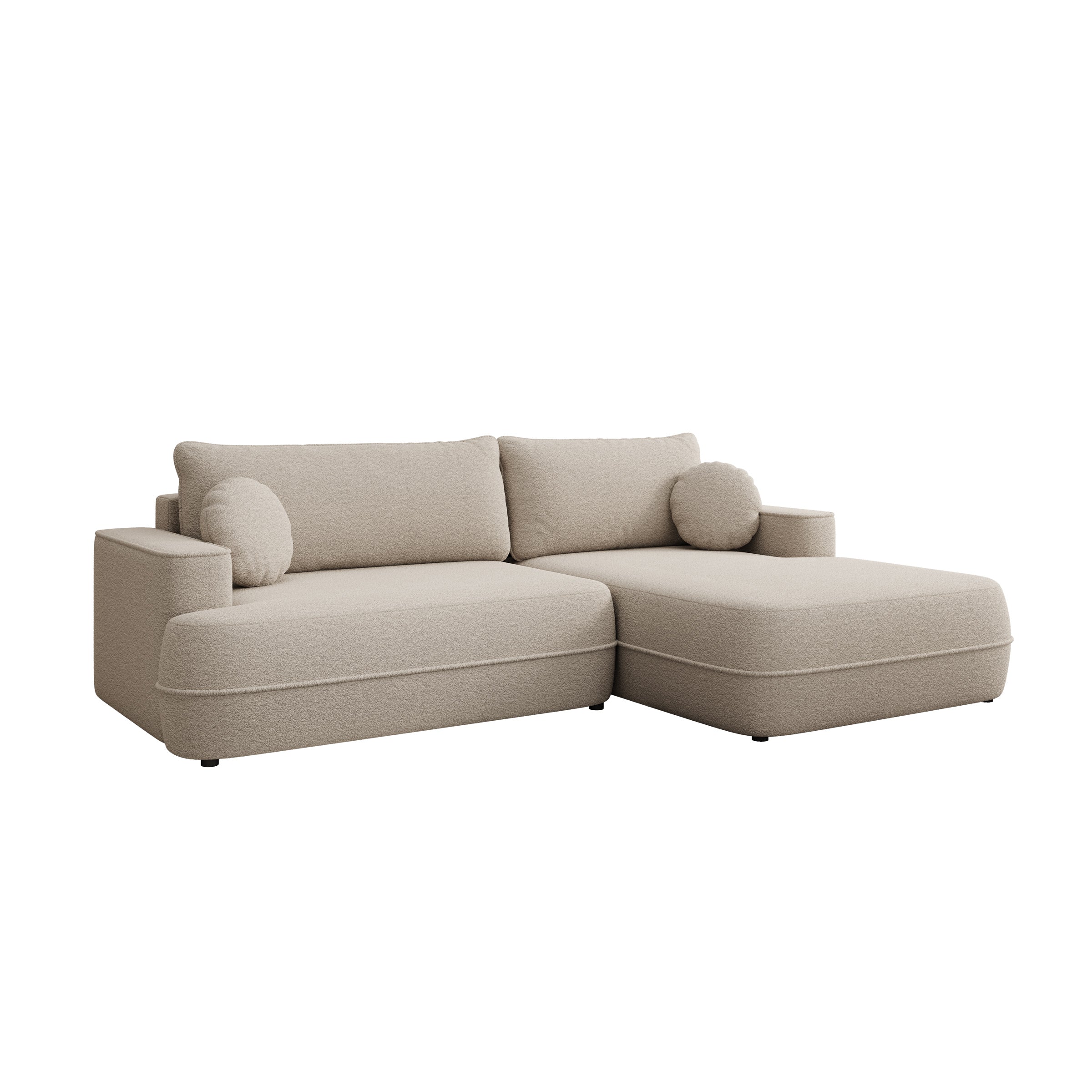 Fensa - Hoekbank 3-zits met chaise longue - Stof beige - Rechts