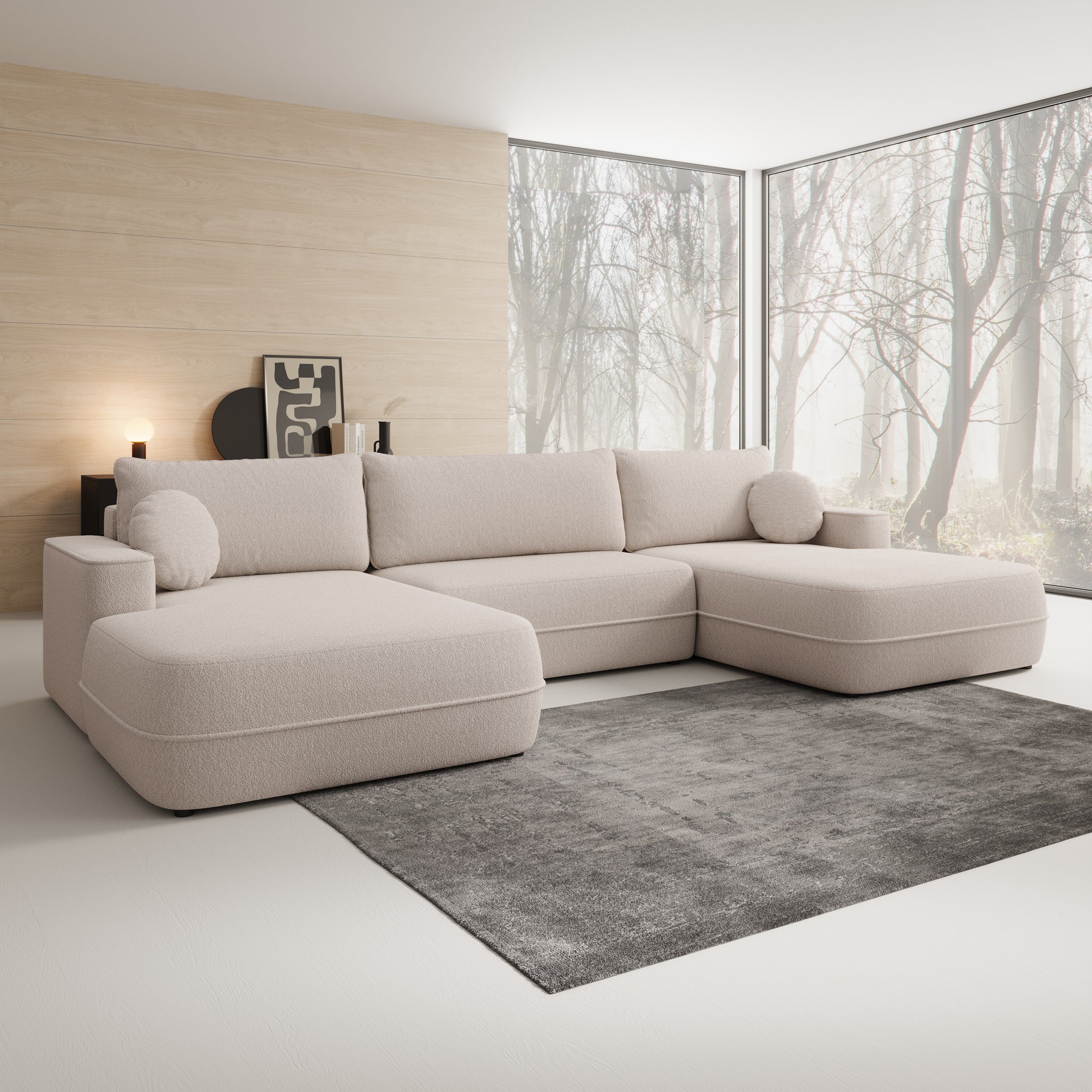 Fensa XL - Hoekbank 5-zits met chaise longue - Stof beige