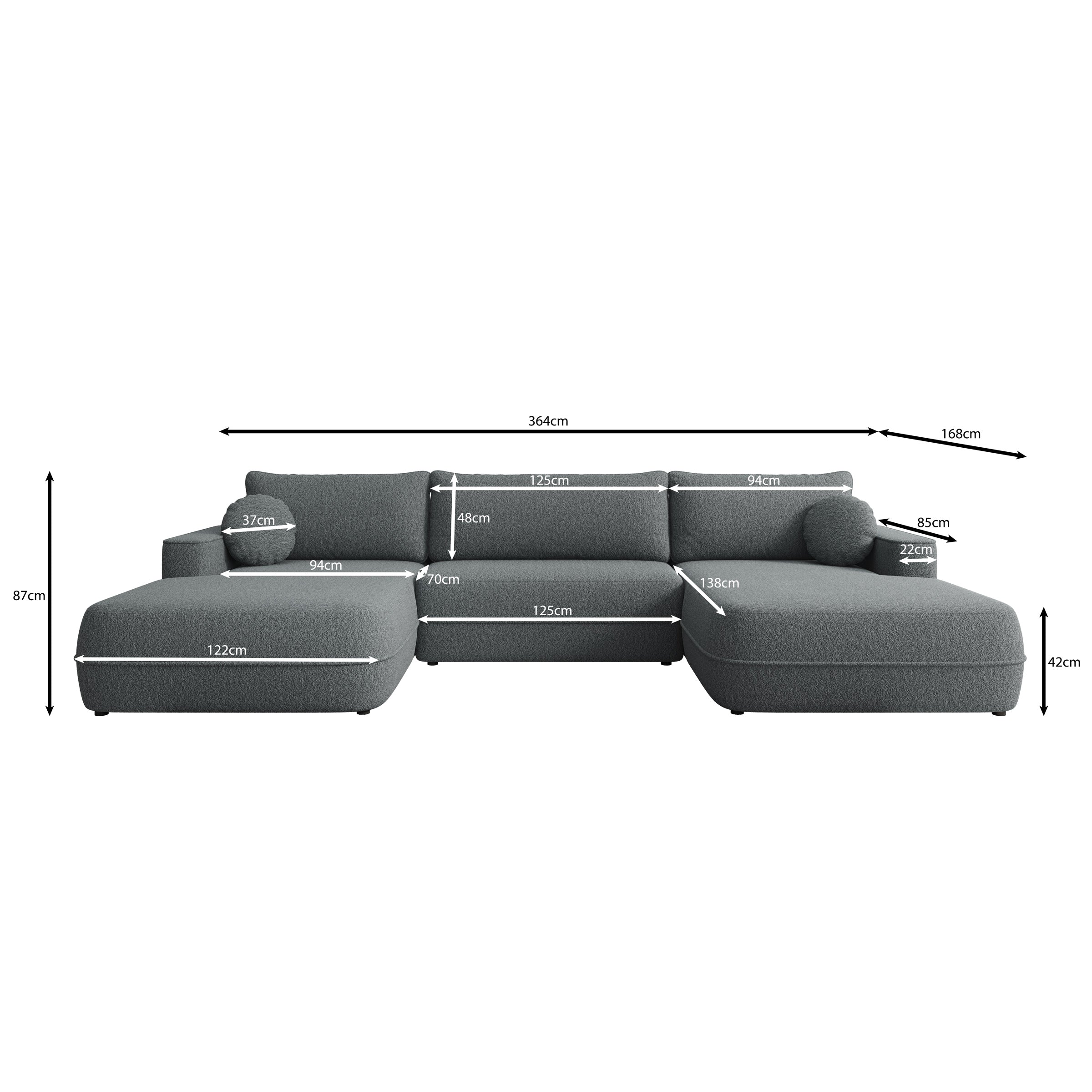 Fensa XL - Hoekbank 5-zits met chaise longue - Stof beige