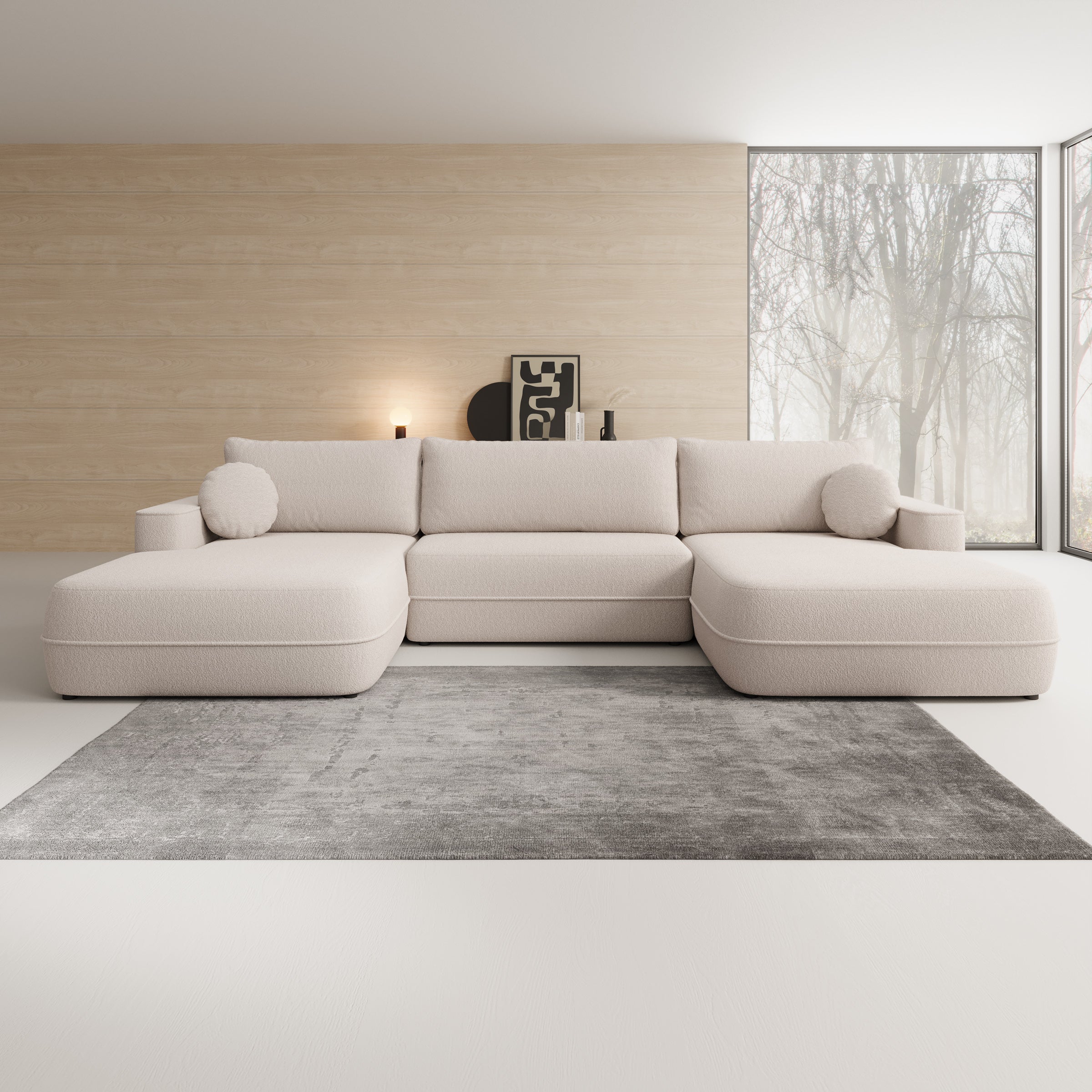 Fensa XL - Hoekbank 5-zits met chaise longue - Stof beige