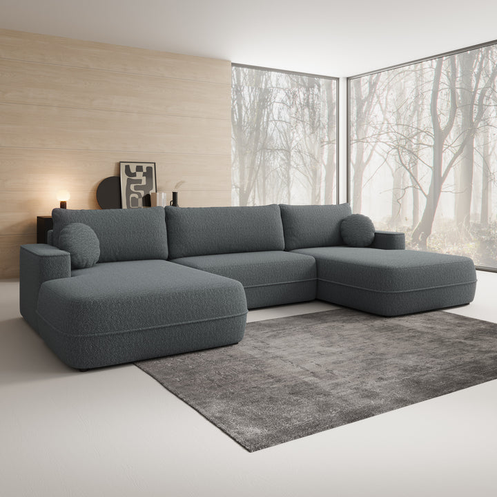Fensa XL - Hoekbank 5-zits met chaise longue - Stof grijs