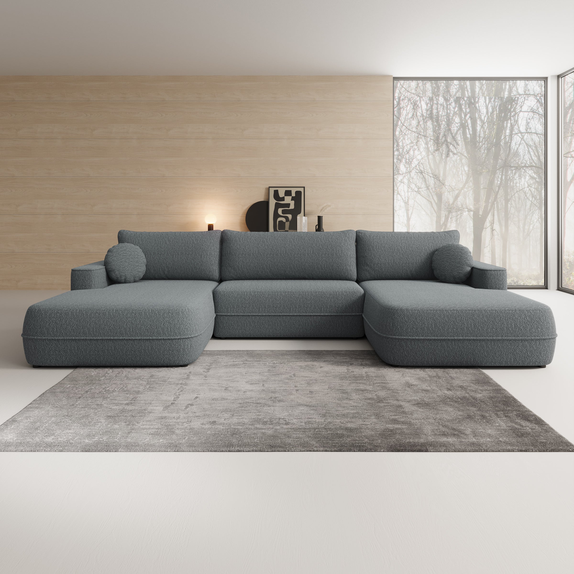 Fensa XL - Hoekbank 5-zits met chaise longue - Stof grijs