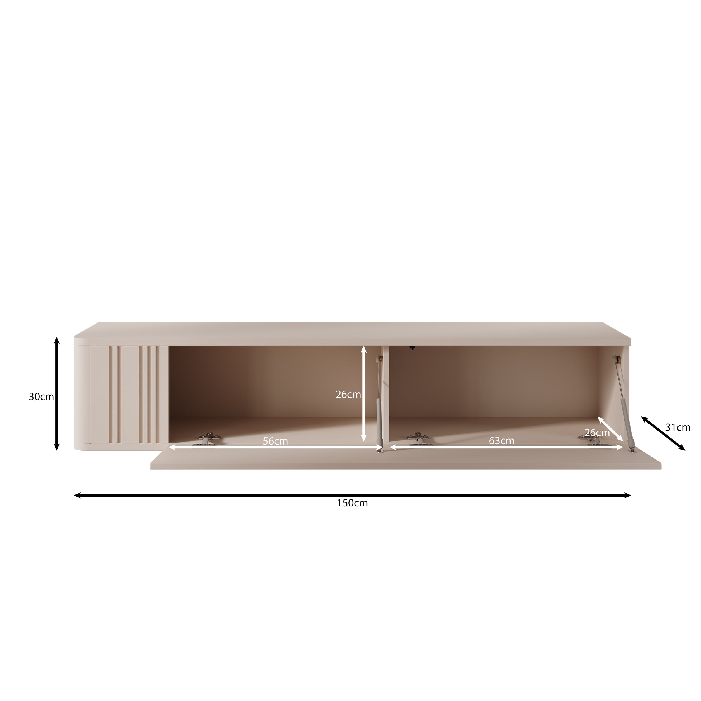 Fermano - TV-Meubel - Beige - 150x31x30 cm