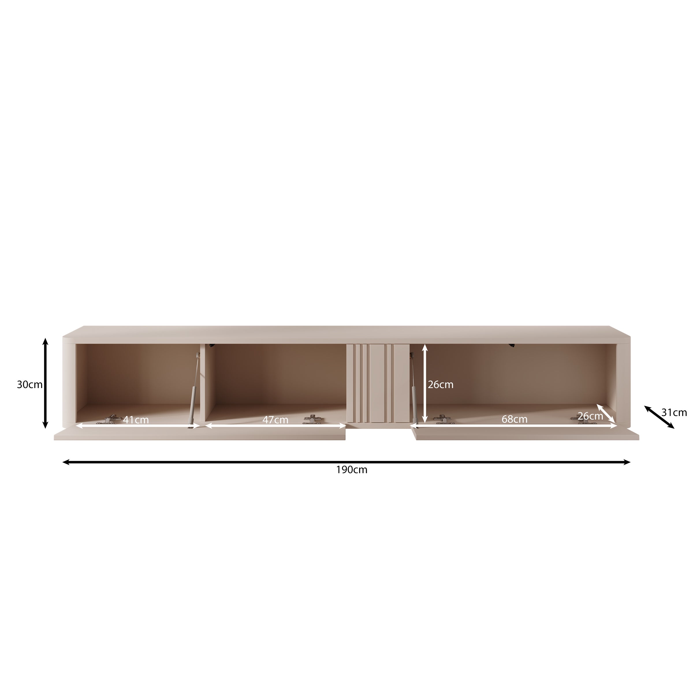 Fermano - TV-Meubel - Beige - 190x31x30 cm