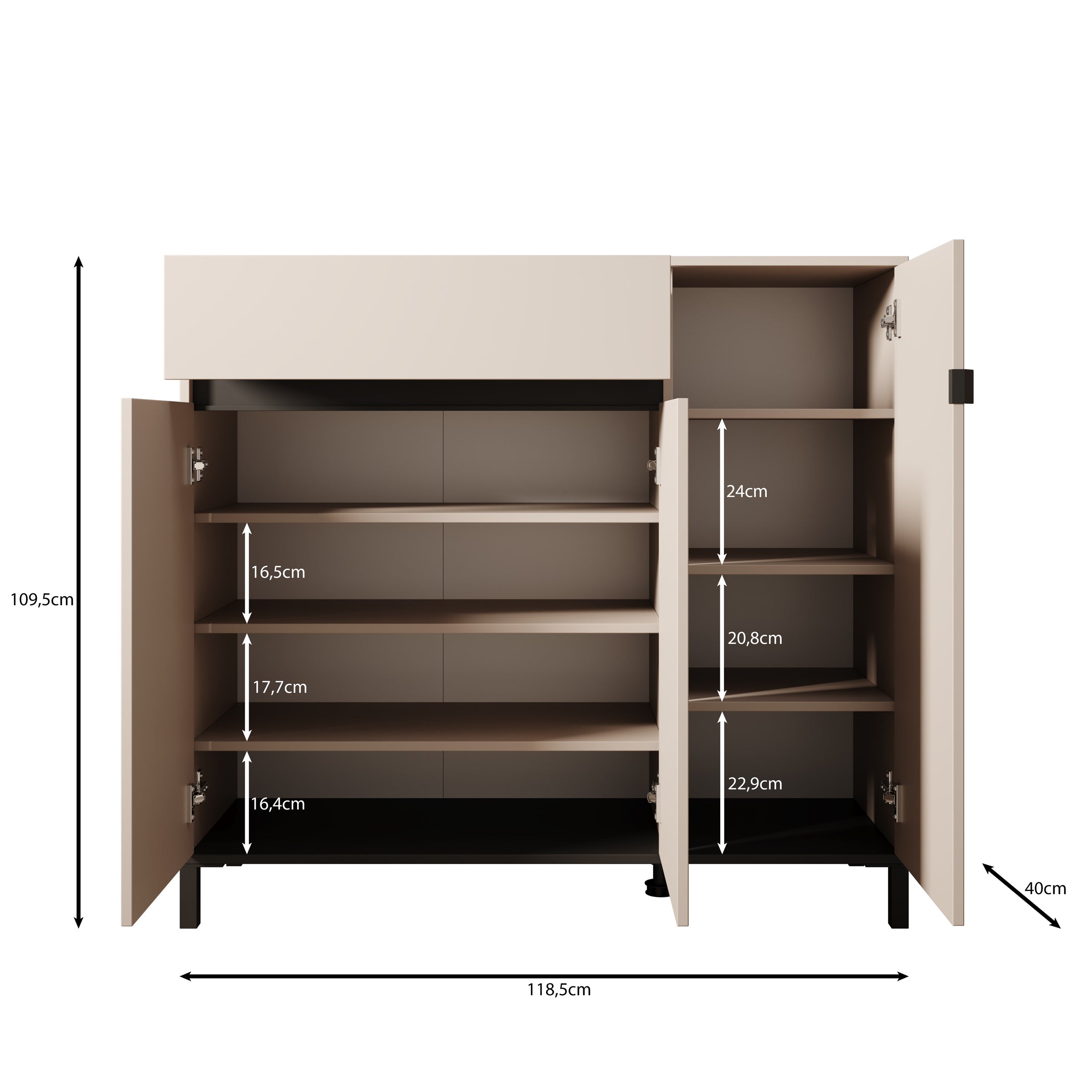 Finta - Schoenenkast - Beige - 119x40x110 cm