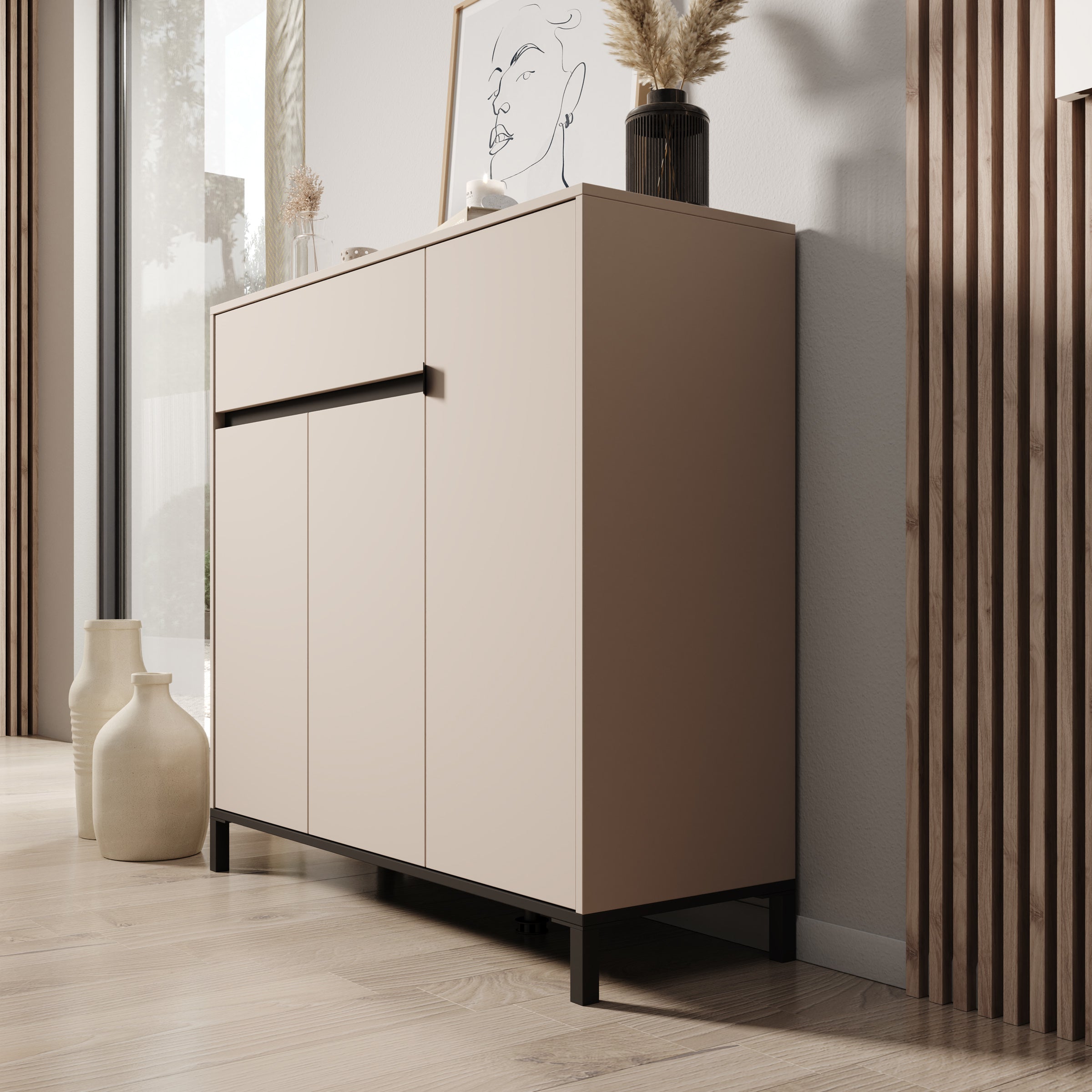 Finta - Schoenenkast - Beige - 119x40x110 cm