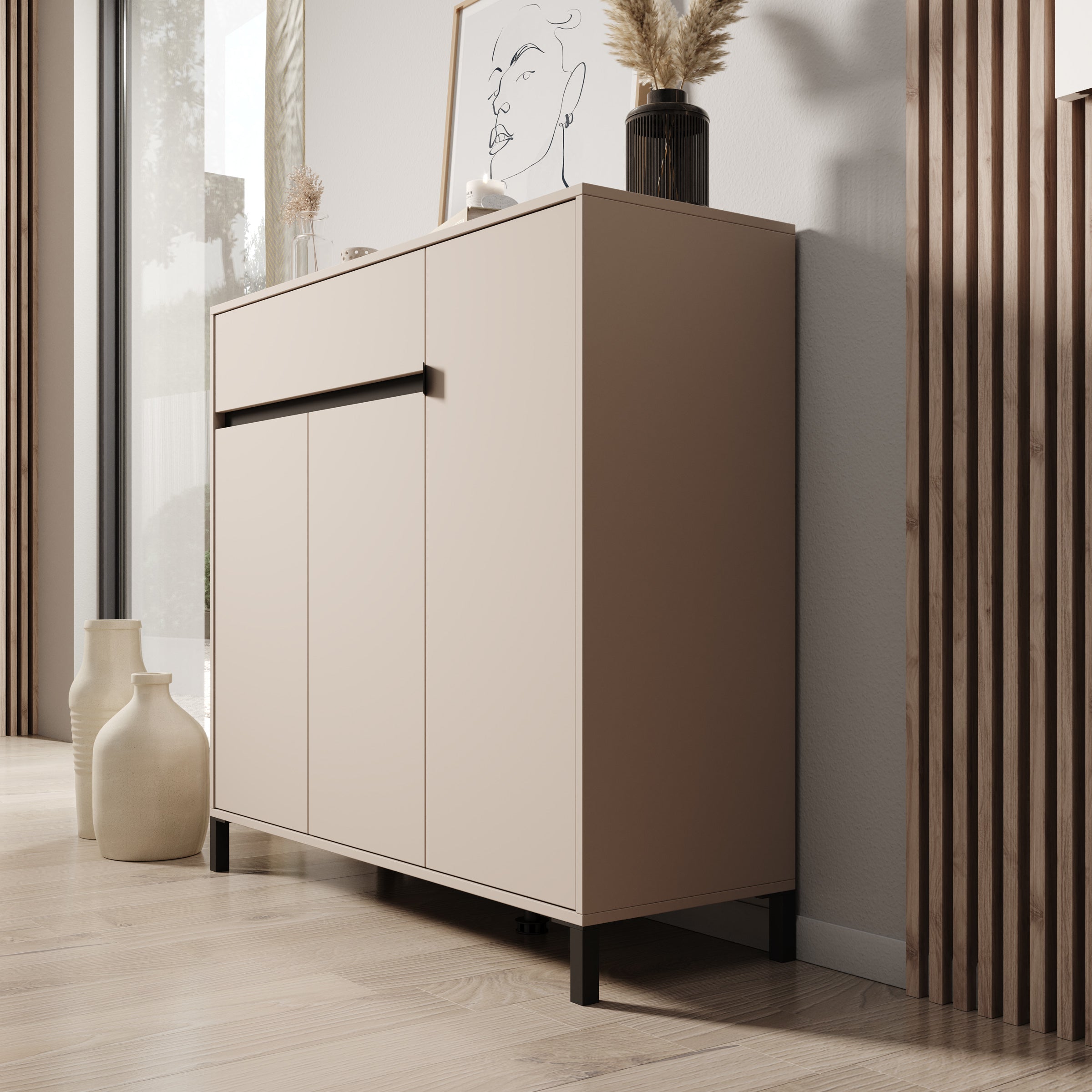 Finta - Schoenenkast - Beige - 119x40x110 cm