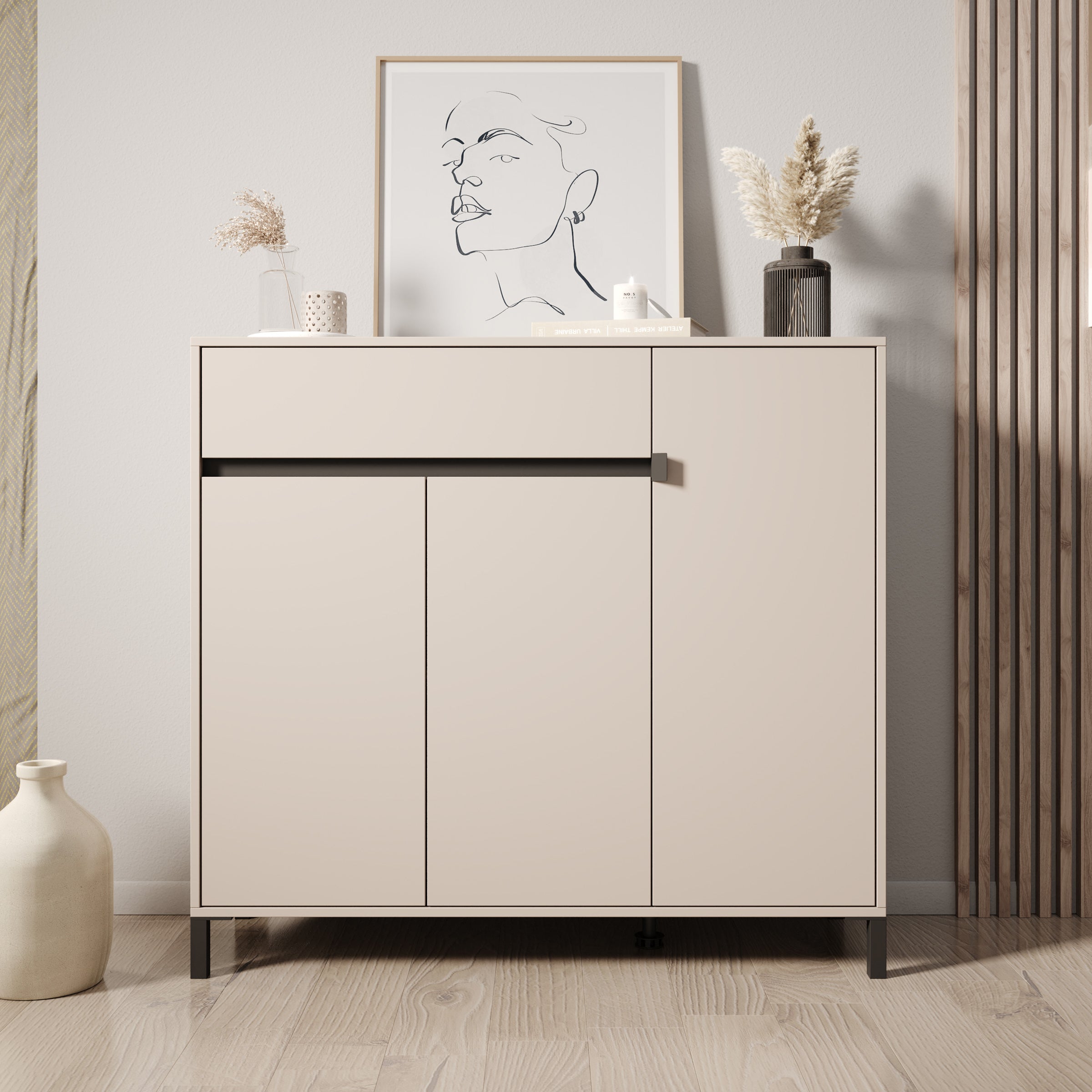 Finta - Schoenenkast - Beige - 119x40x110 cm