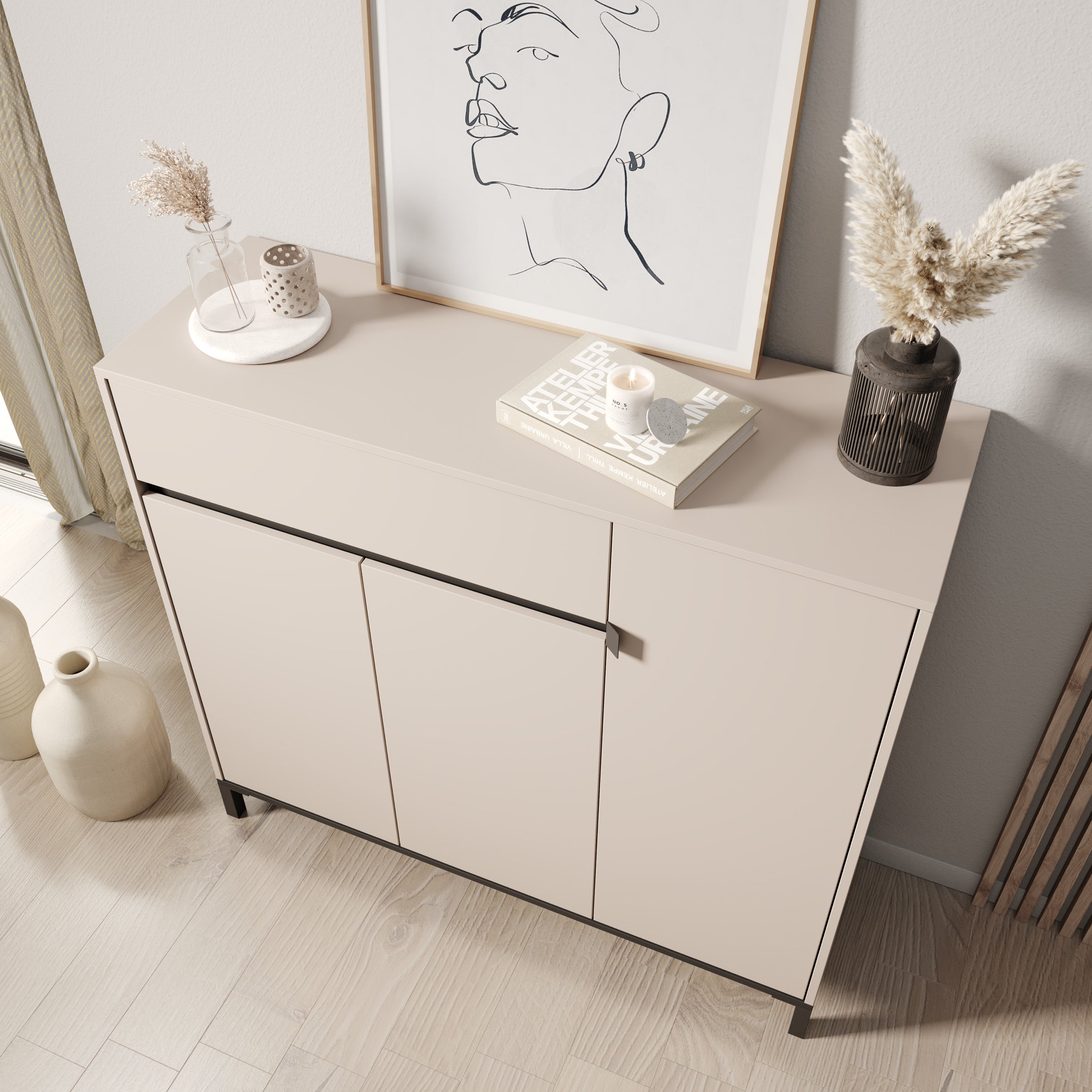 Finta - Schoenenkast - Beige - 119x40x110 cm