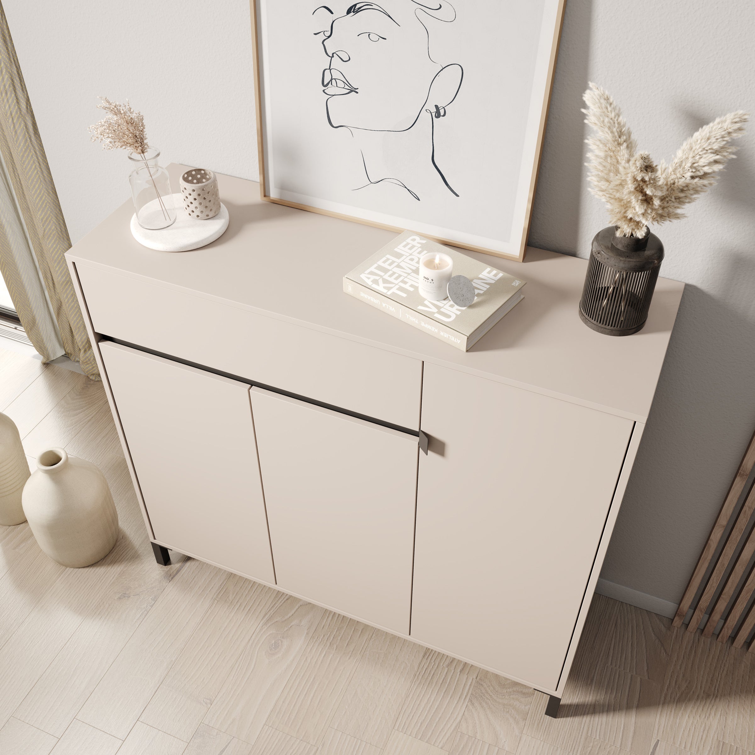 Finta - Schoenenkast - Beige - 119x40x110 cm