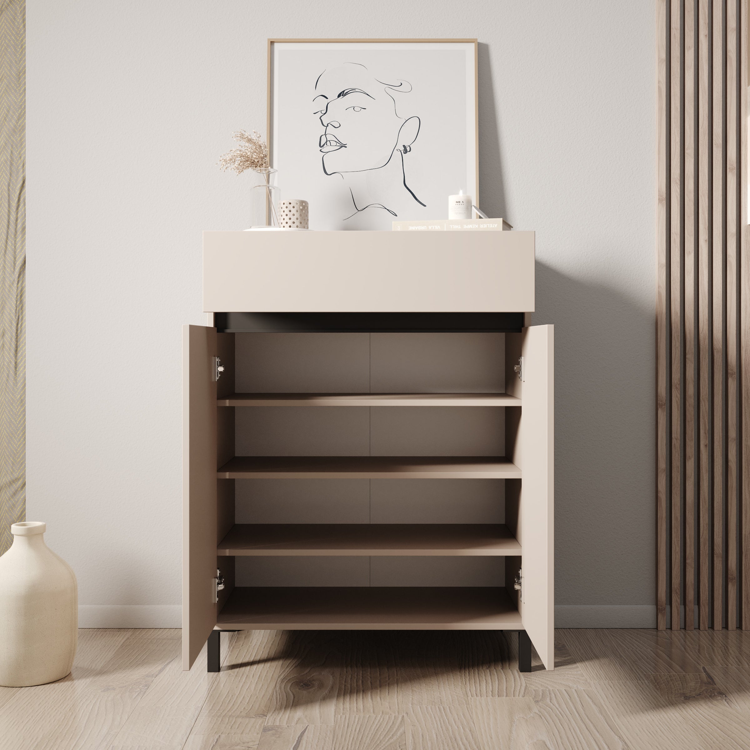 Finta - Schoenenkast - Beige - 80x40x110 cm