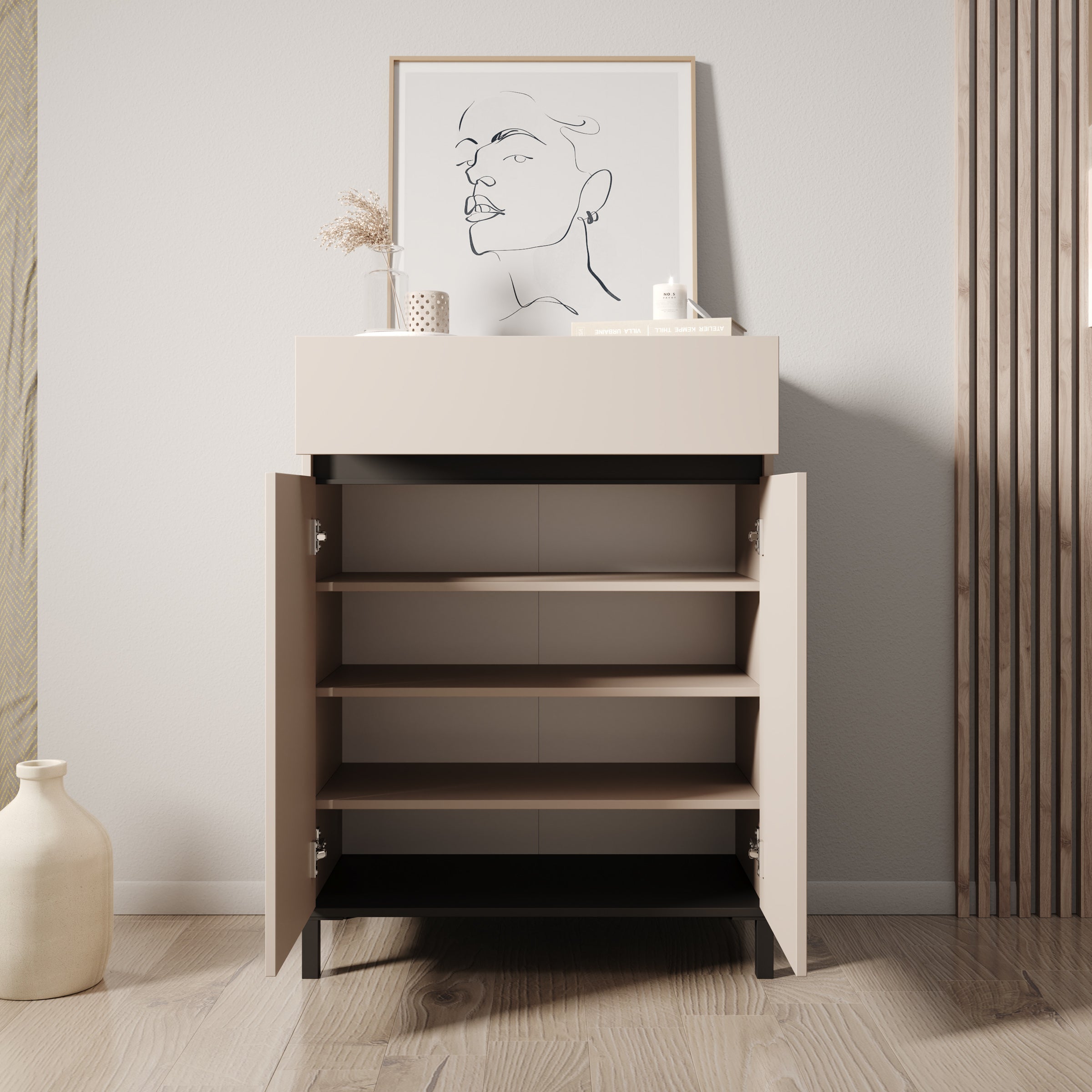 Finta - Schoenenkast - Beige - 80x40x110 cm