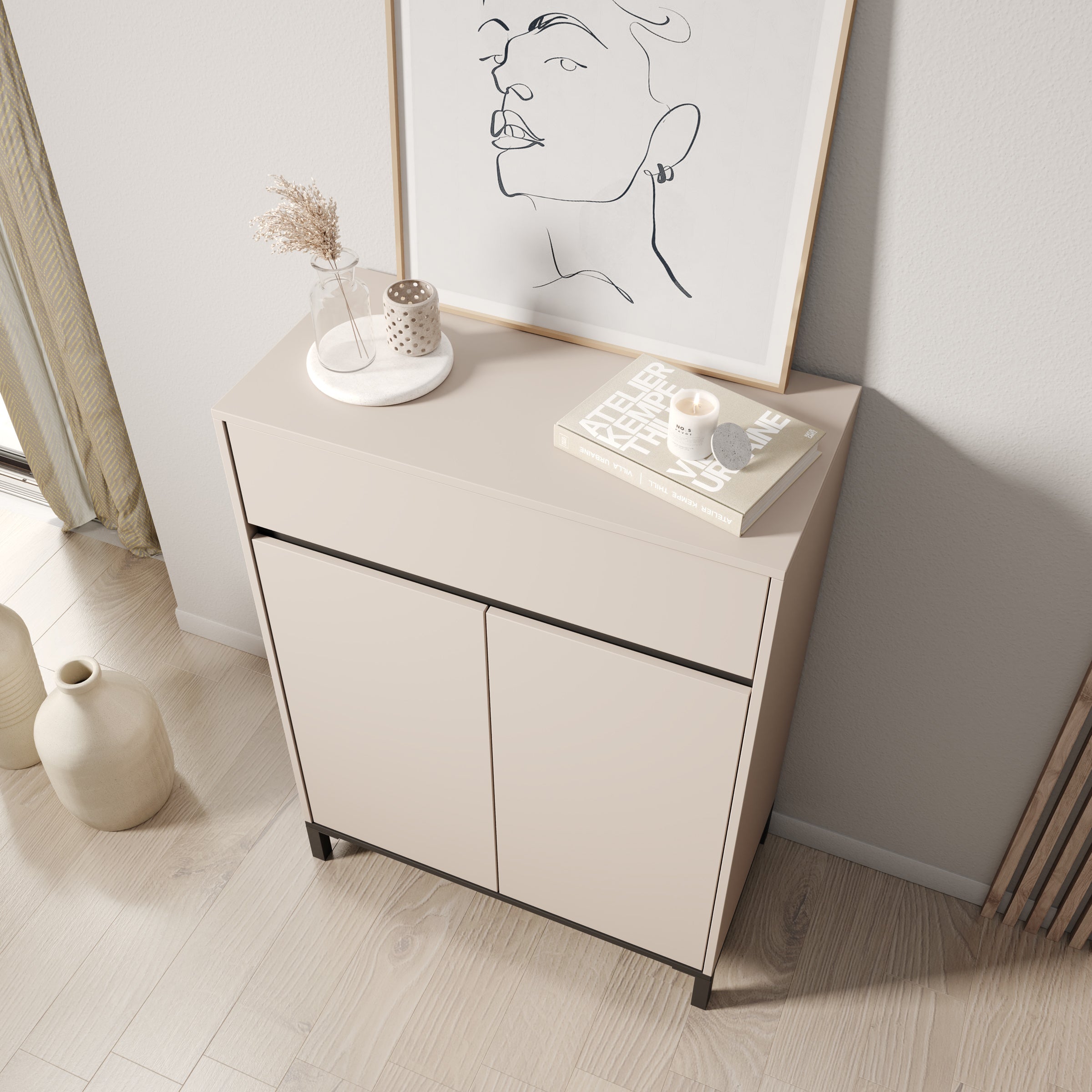 Finta - Schoenenkast - Beige - 80x40x110 cm