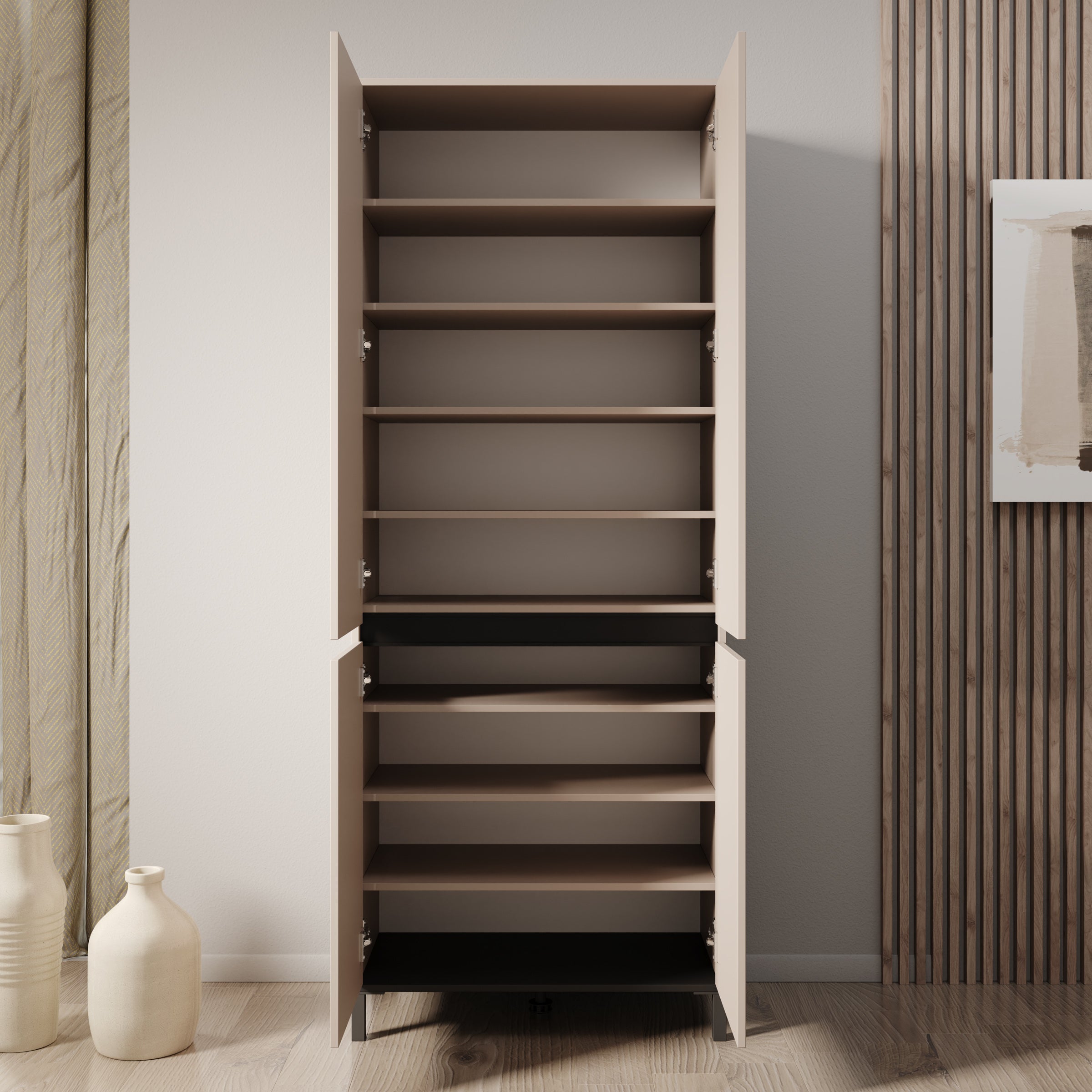 Finta - Schoenenkast - Beige - 80x40x206 cm