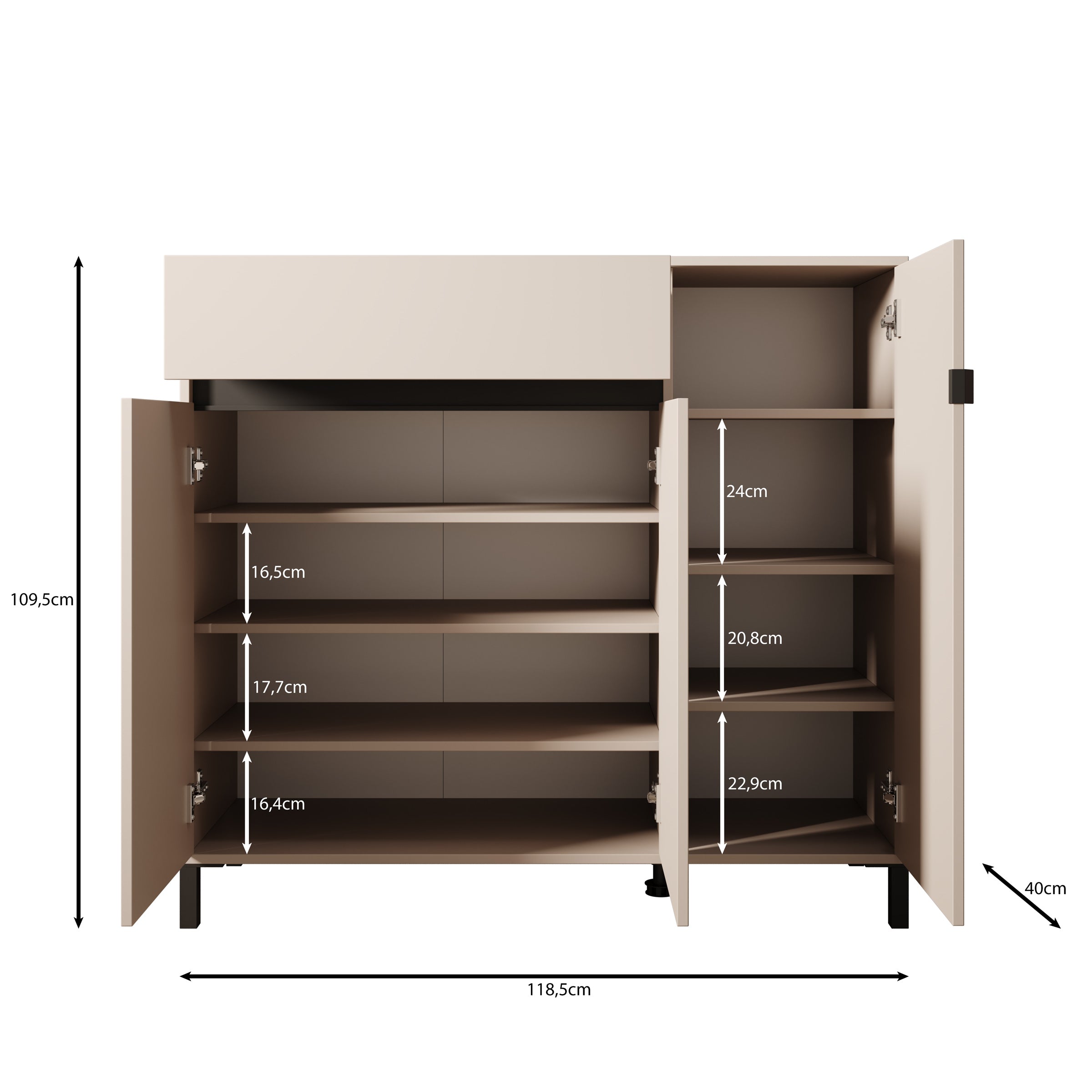 Finta - Schoenenkast - Eiken - 119x40x110 cm