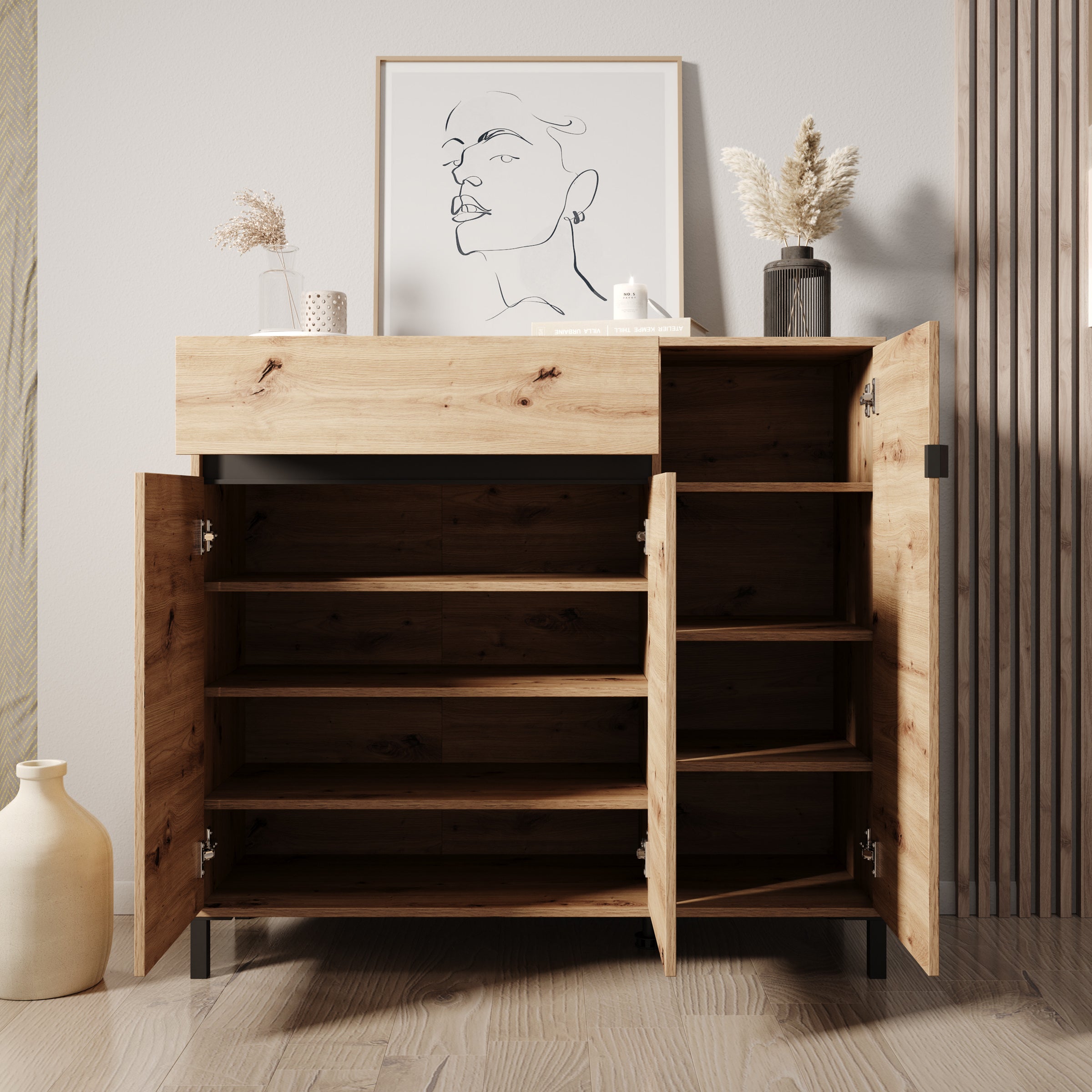 Finta - Schoenenkast - Eiken - 119x40x110 cm