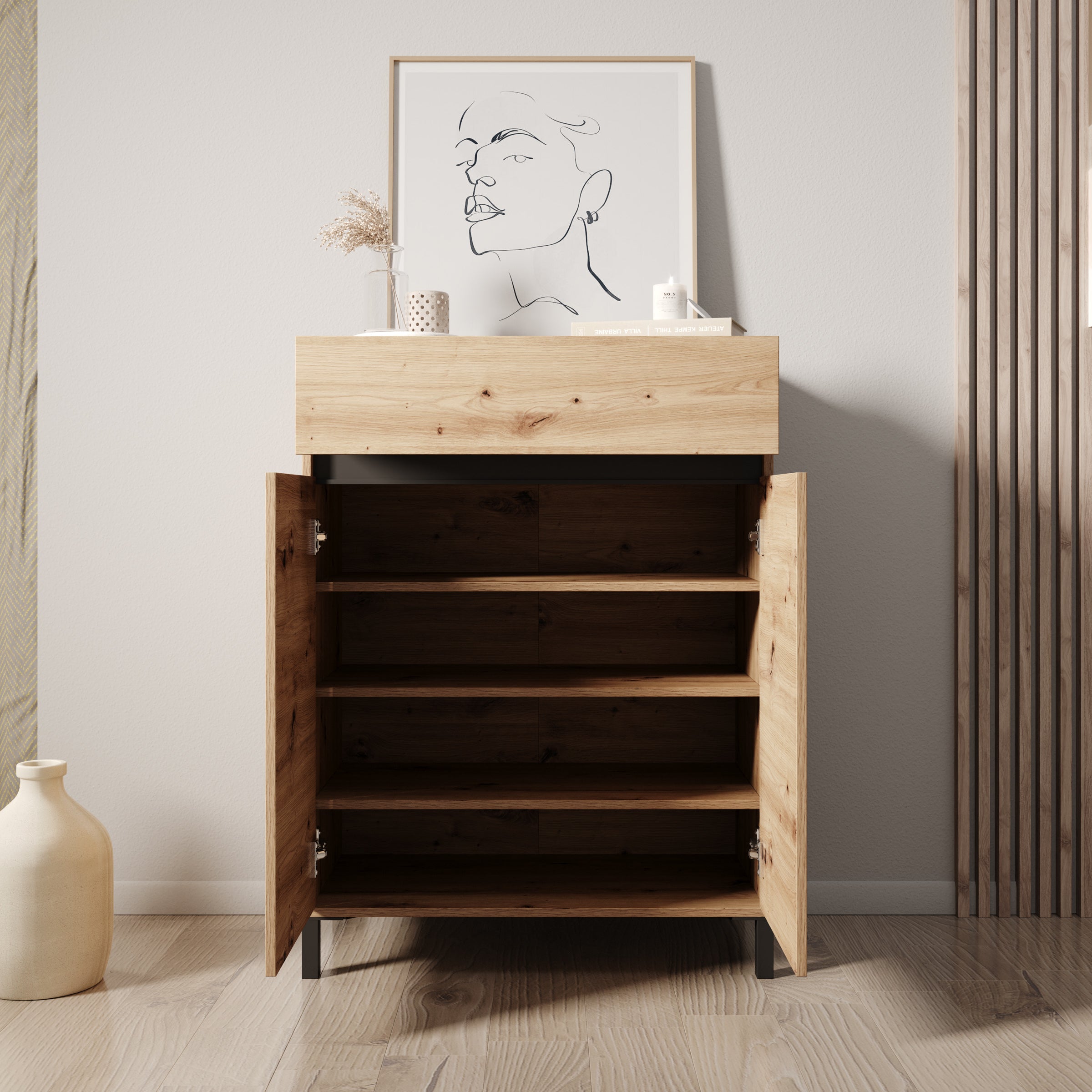 Finta - Schoenenkast - Eiken - 80x40x110 cm