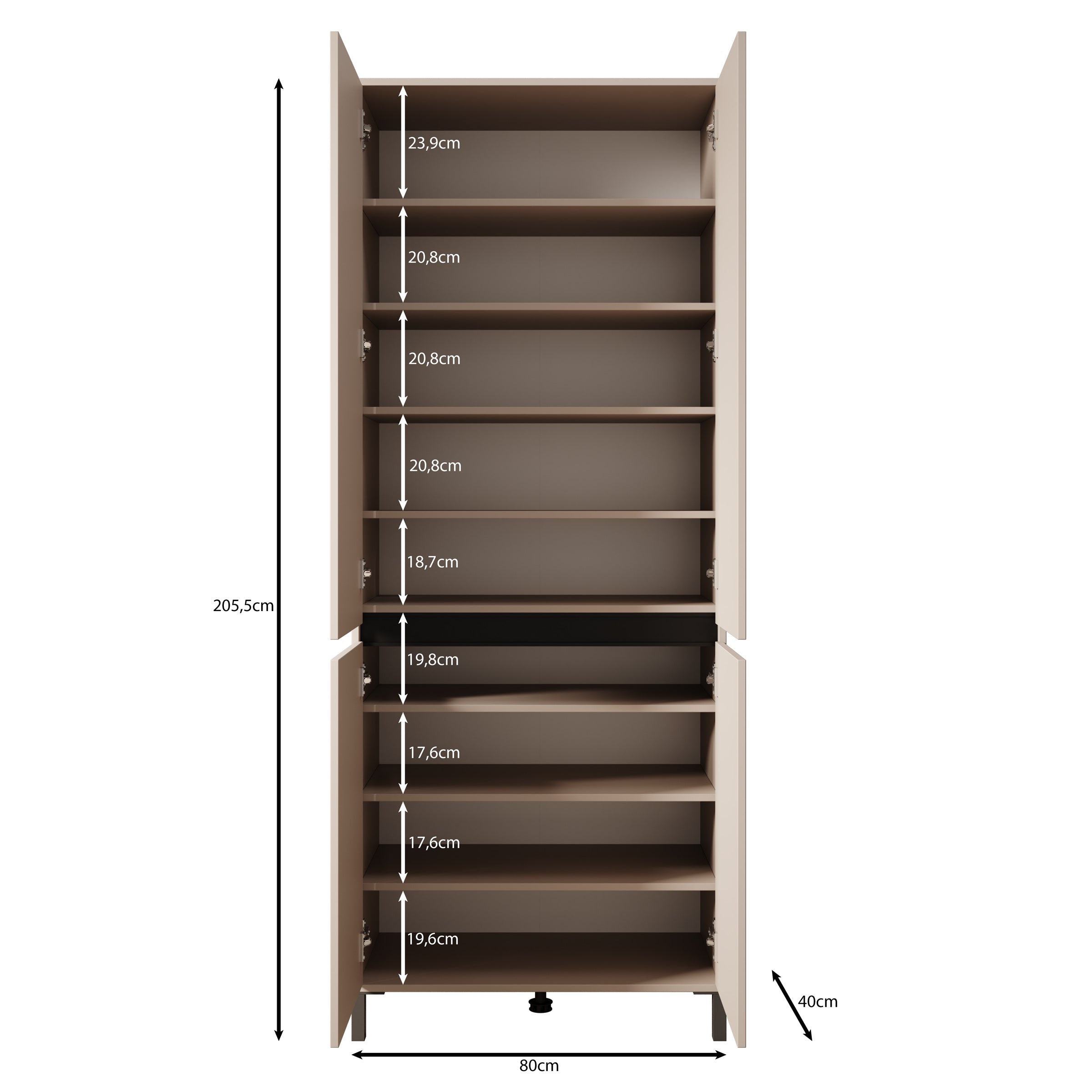 Finta - Schoenenkast - Eiken - 80x40x206 cm