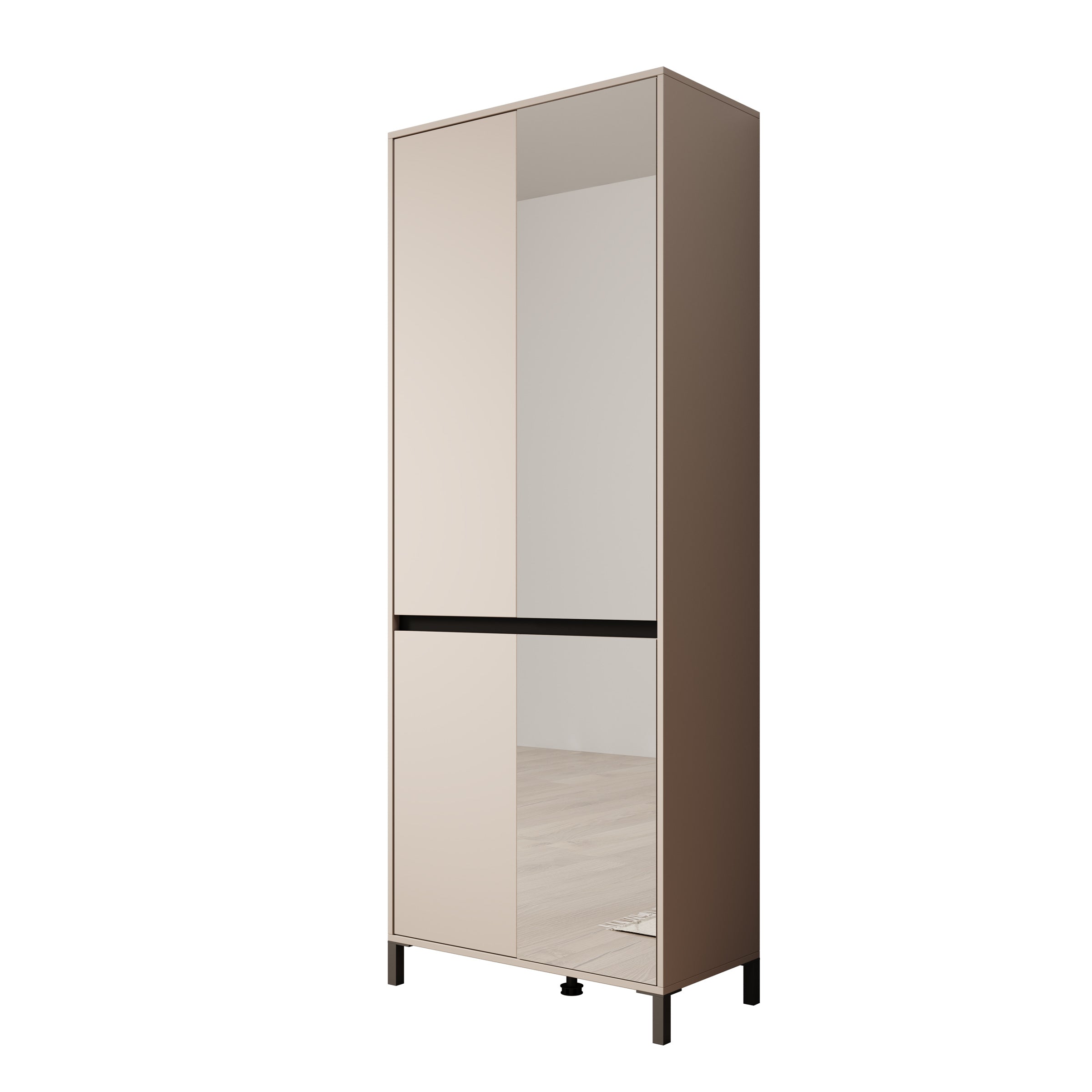 Finta - Schoenenkast met spiegel - Beige - 80x40x206 cm
