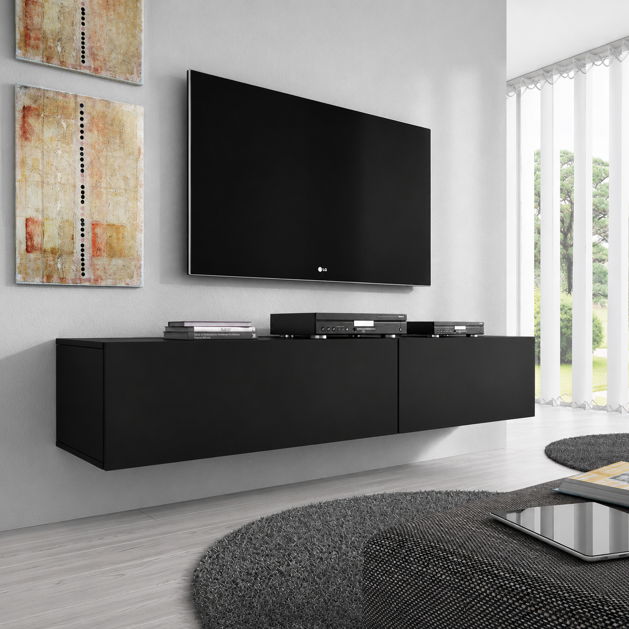 Flame - TV-Meubel - Mat zwart  - 200 cm