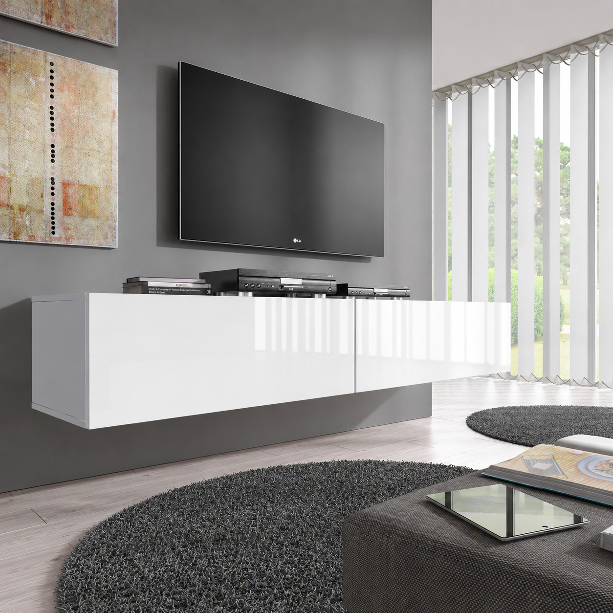 Flame - TV-Meubel - Wit - 200 cm