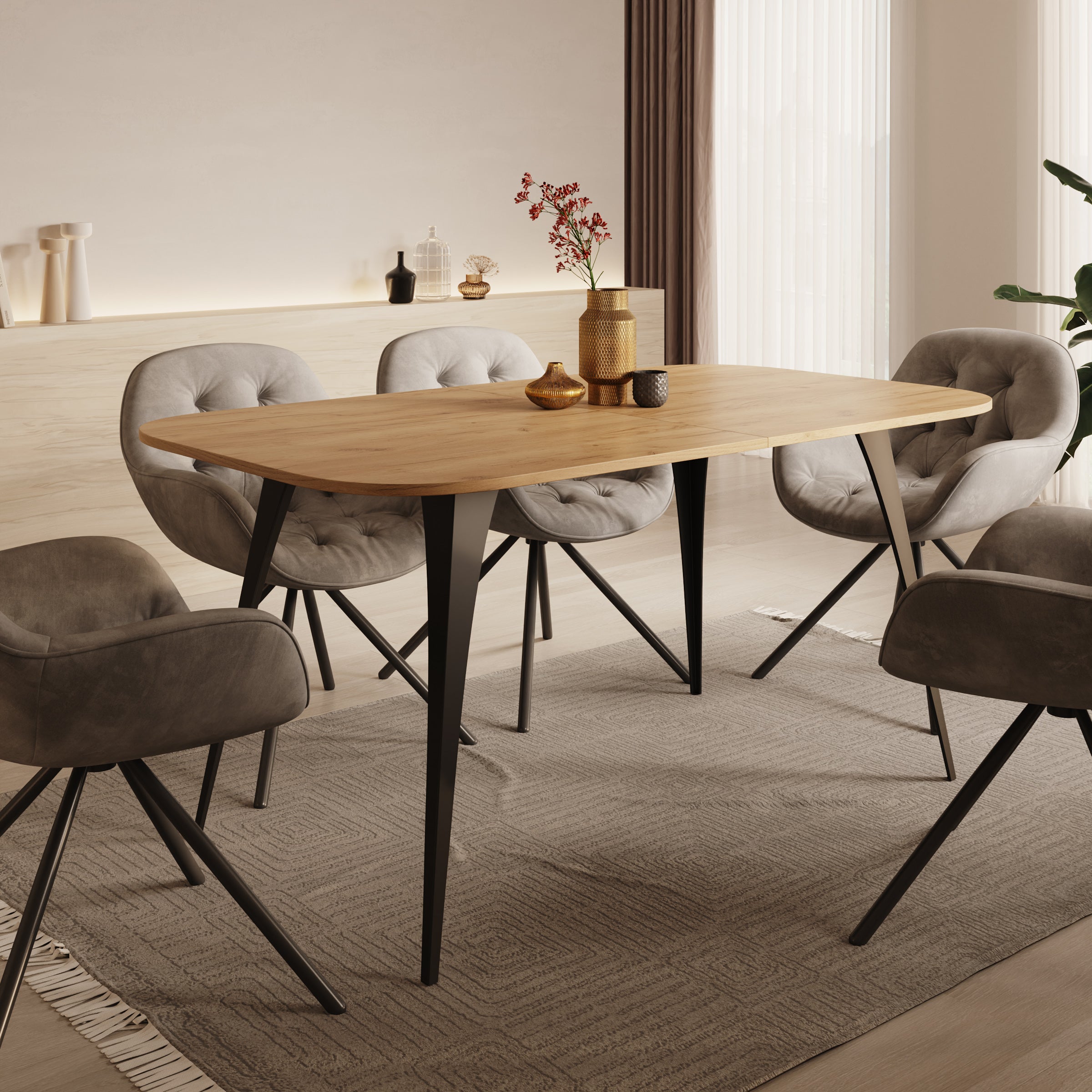 Flix - Eetkamertafel - Eiken - Uitschuifbaar -  160x90x76 cm
