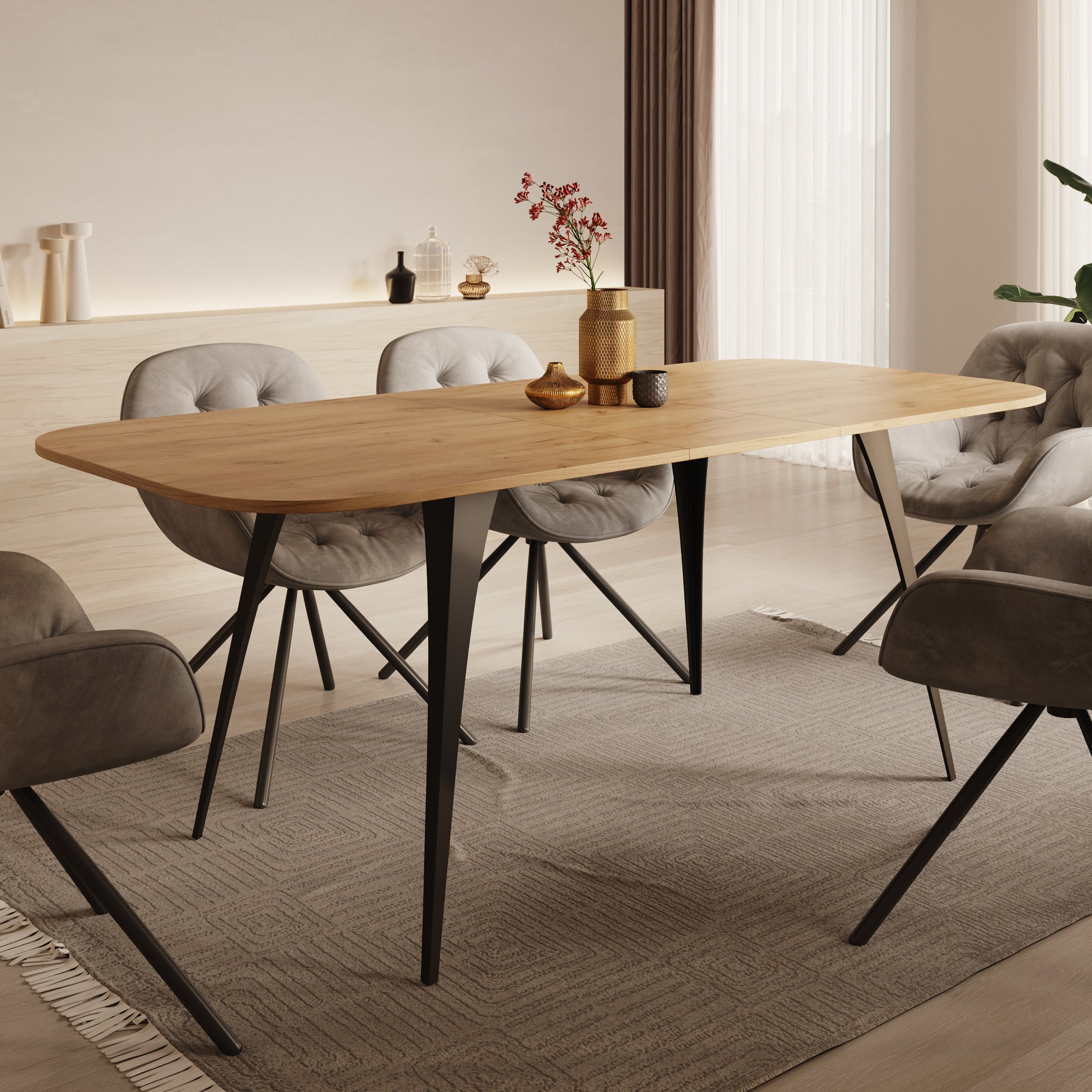 Flix - Eetkamertafel - Eiken - Uitschuifbaar -  160x90x76 cm