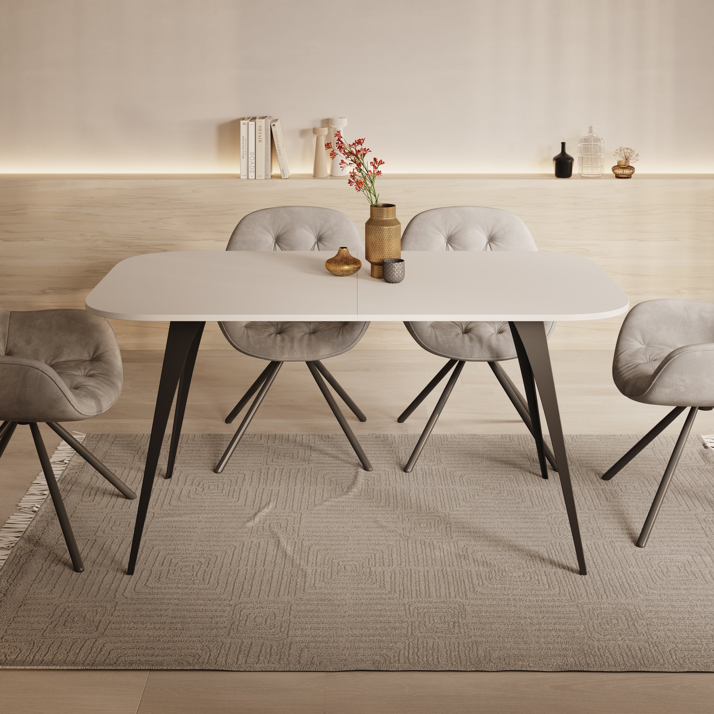 Flix - Eetkamertafel - Wit - 160x90x76 cm