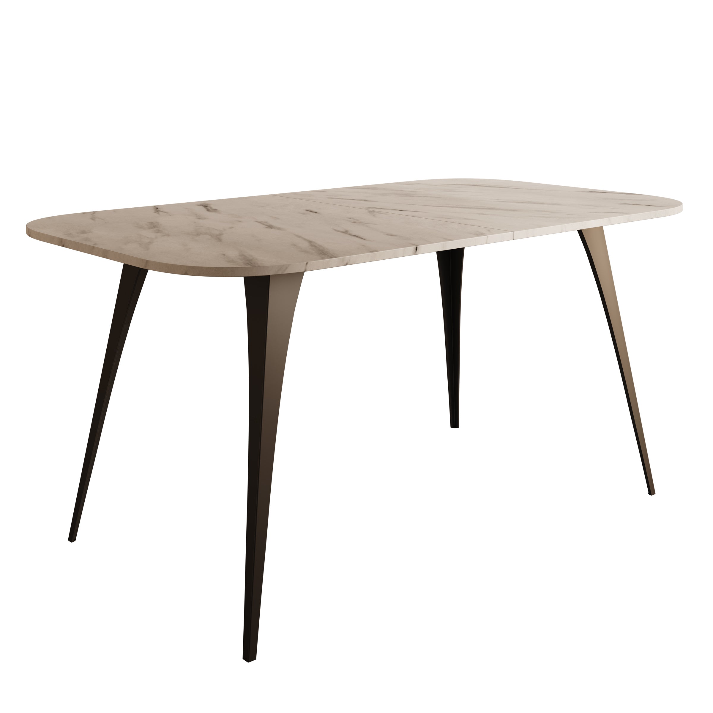 Flix - Eetkamertafel - Wit marmerlook - 160x90x76 cm