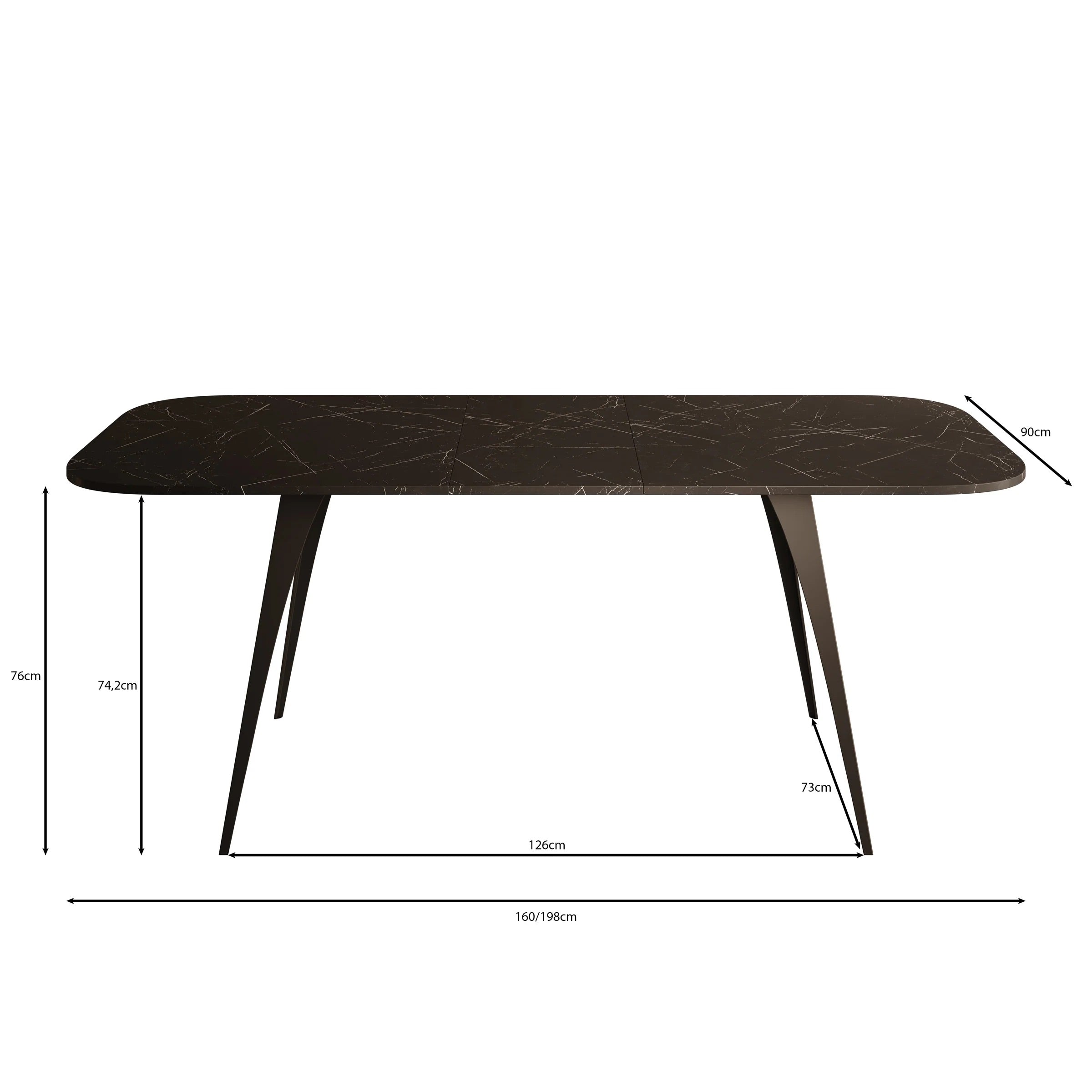 Flix - Eetkamertafel - Wit marmerlook - 160x90x76 cm