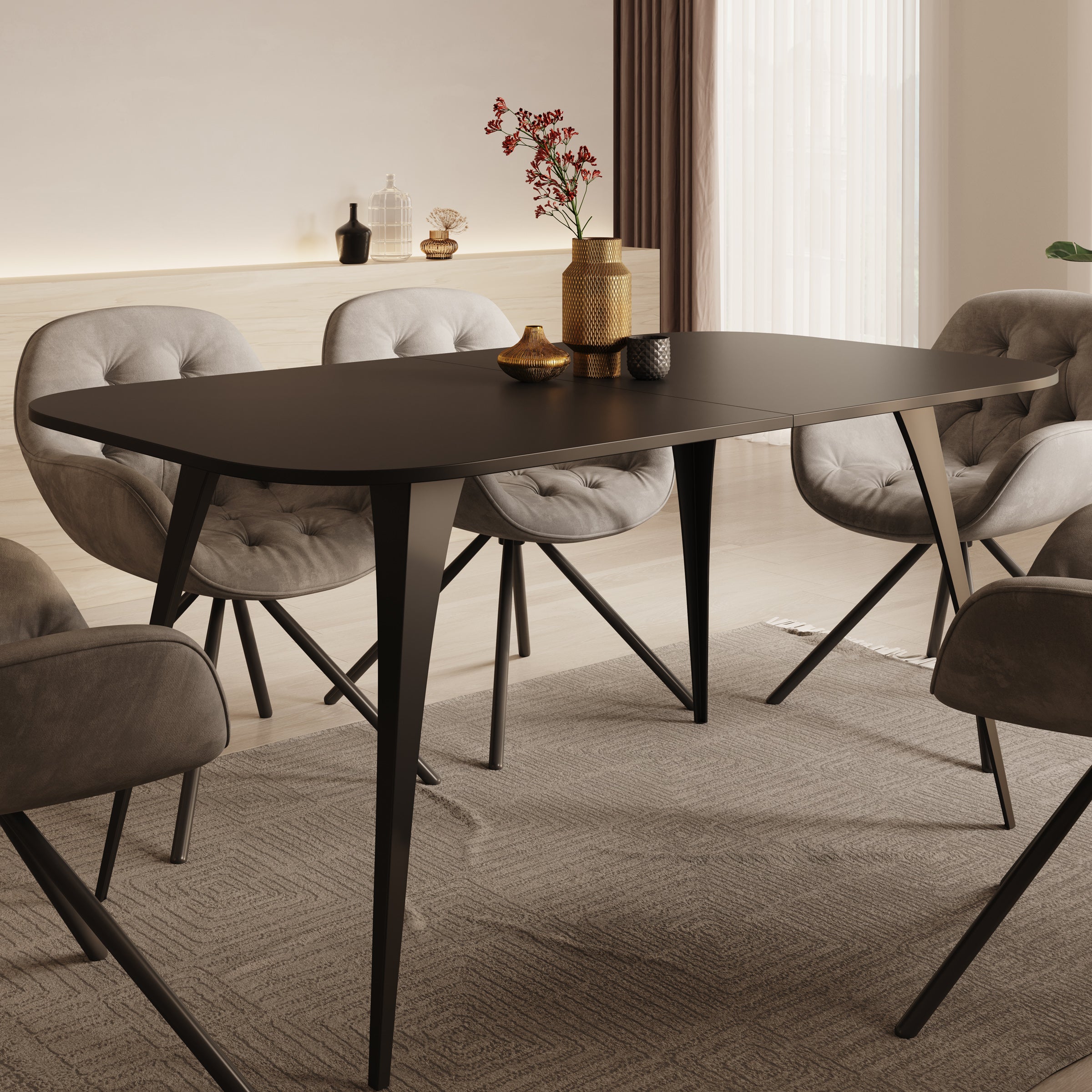 Flix - Eetkamertafel - Zwart - 160x90x76 cm