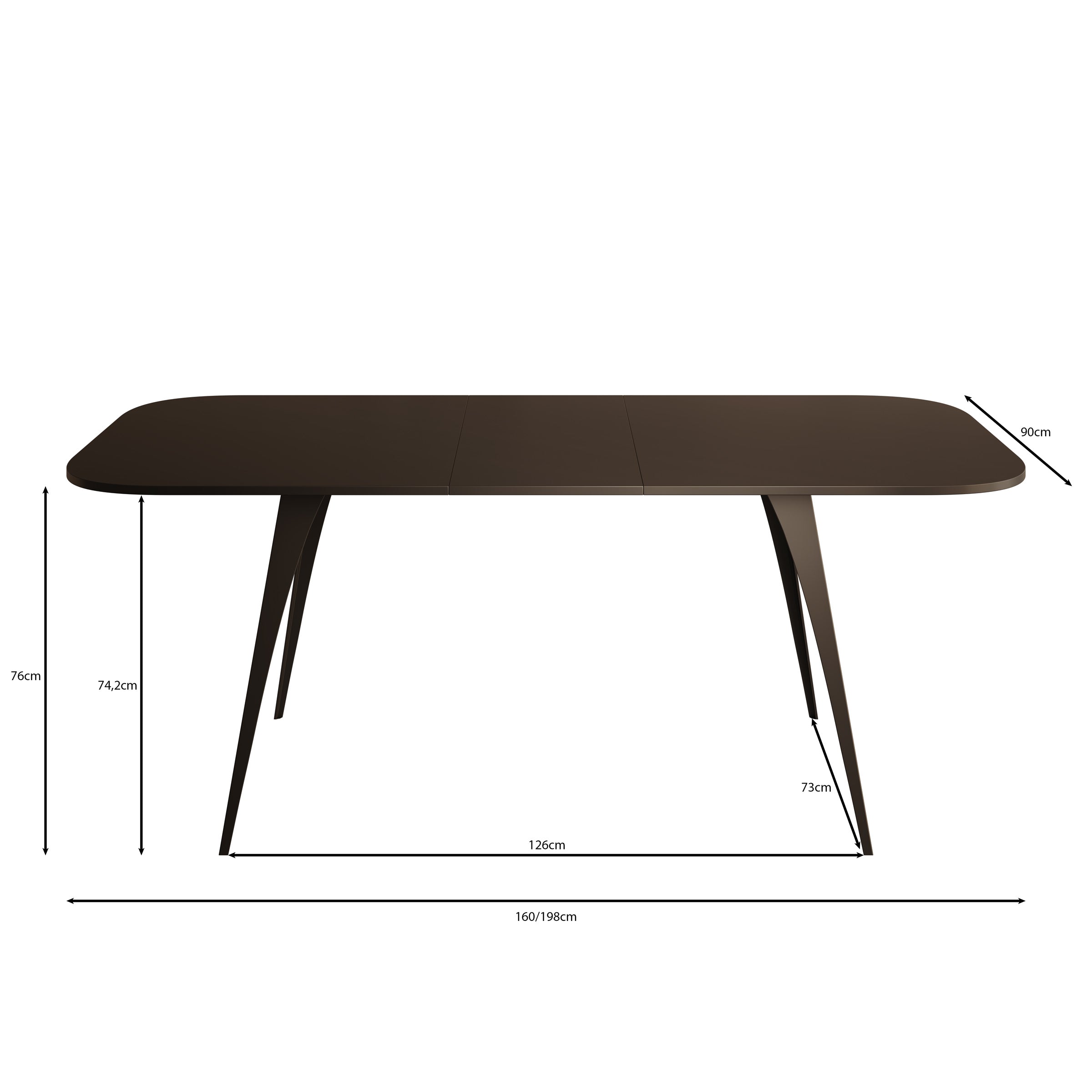 Flix - Eetkamertafel - Zwart - 160x90x76 cm