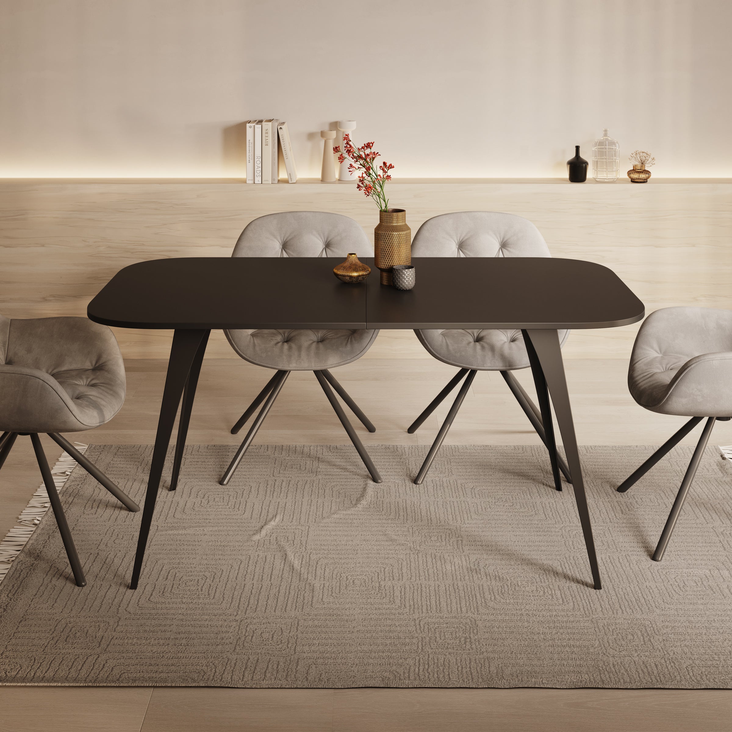 Flix - Eetkamertafel - Zwart - 160x90x76 cm