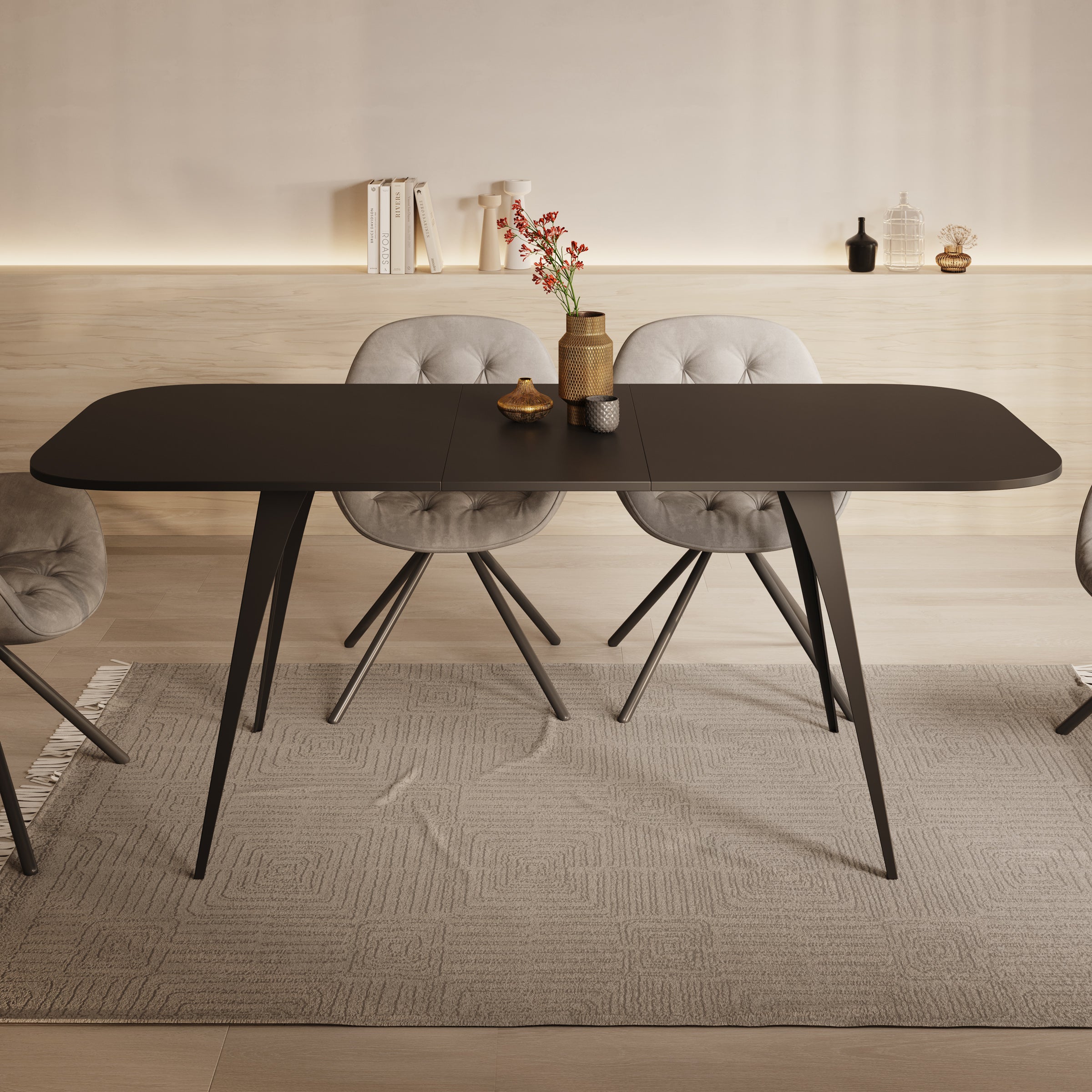 Flix - Eetkamertafel - Zwart - 160x90x76 cm