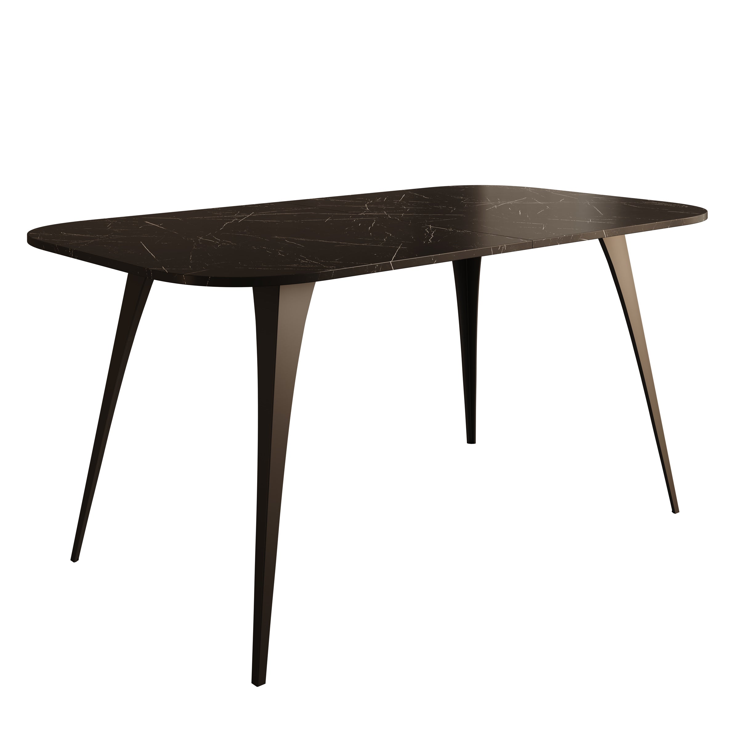 Flix - Eetkamertafel - Zwart marmerlook - 160x90x76 cm