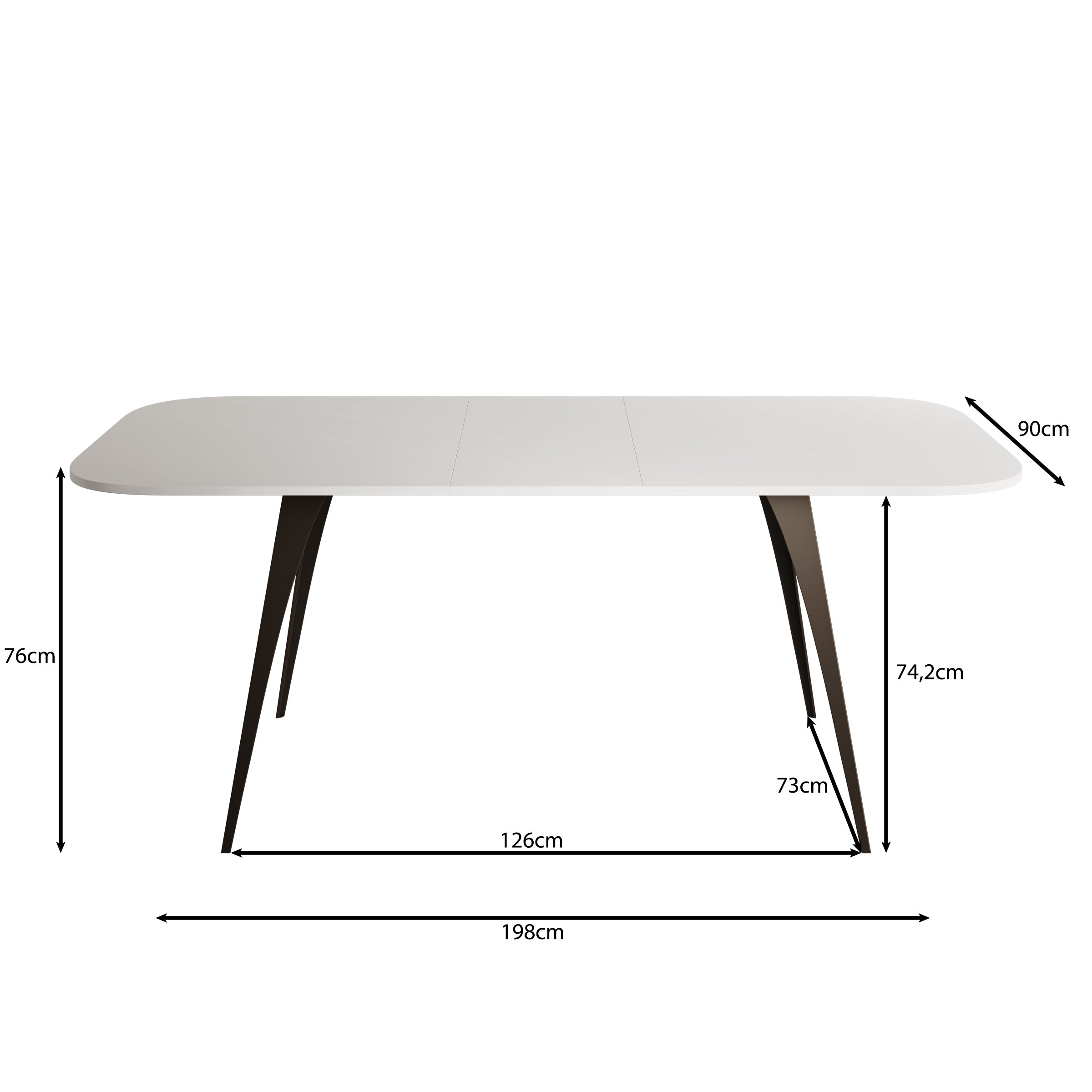 Flix - Eetkamertafel - Zwart marmerlook - Uitschuifbaar - 160x90x76 cm