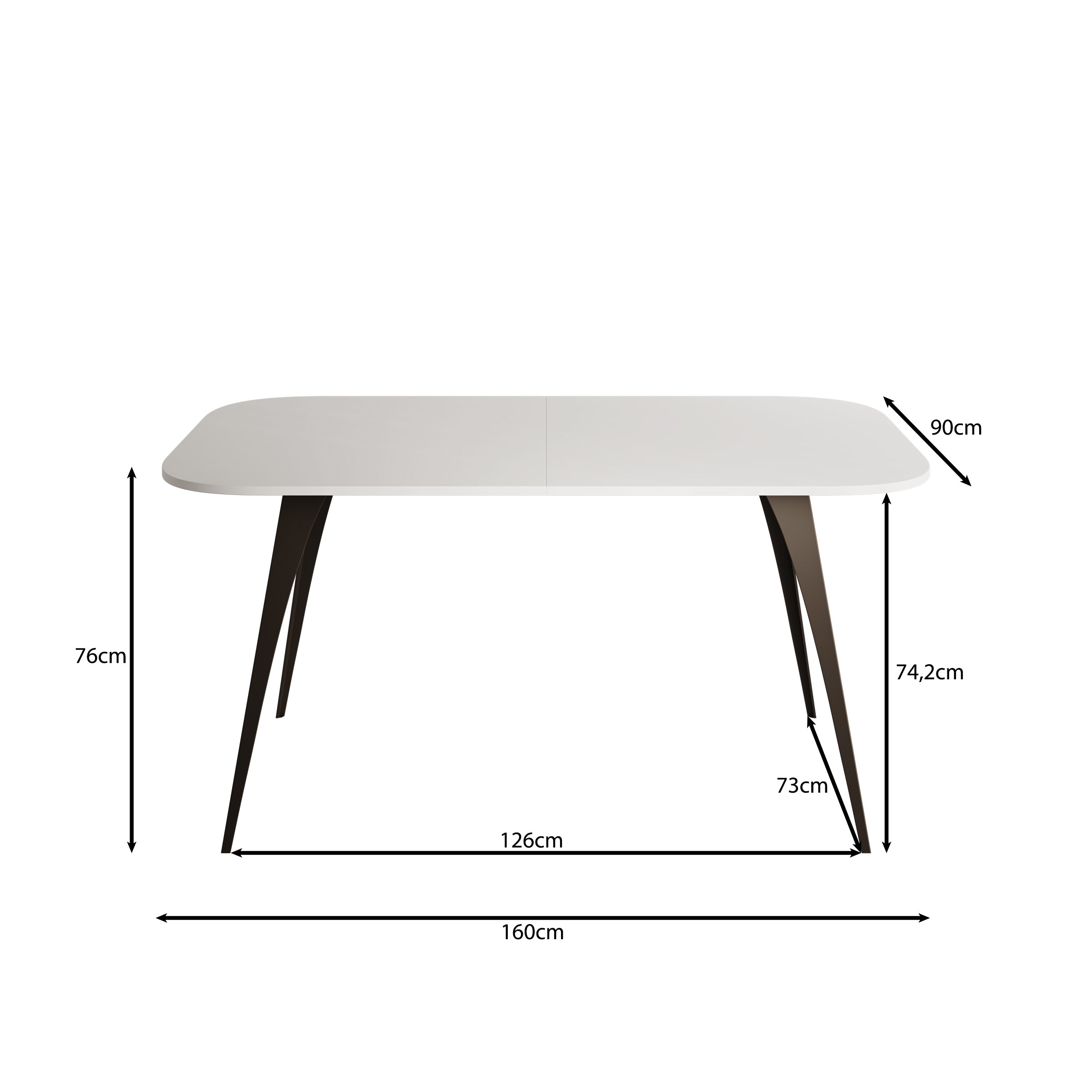 Flix - Eetkamertafel - Zwart marmerlook - Uitschuifbaar - 160x90x76 cm