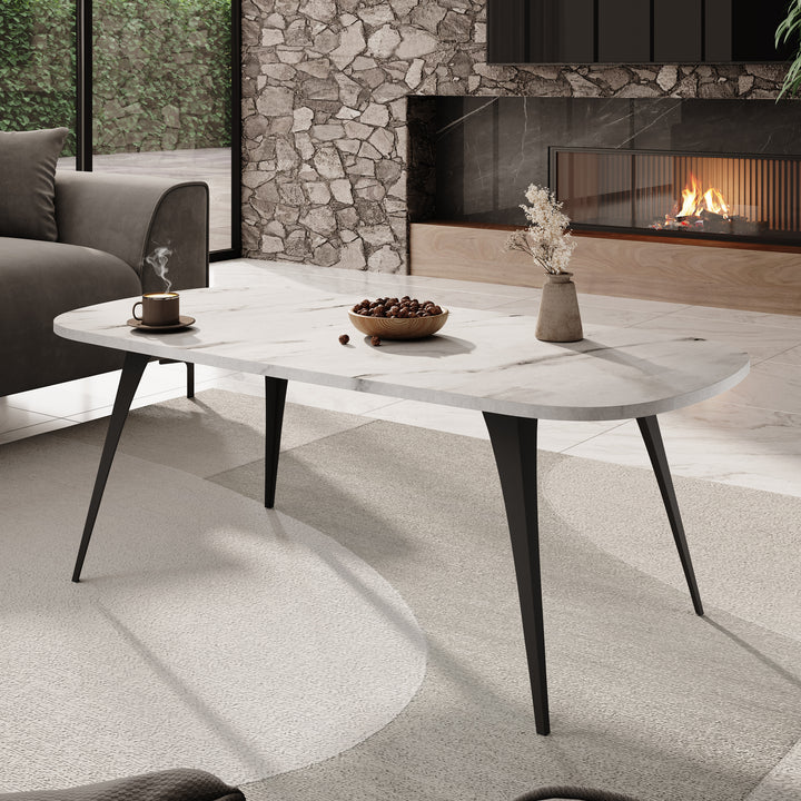 Flix - Salontafel - Wit marmerlook - 120x60x45 cm
