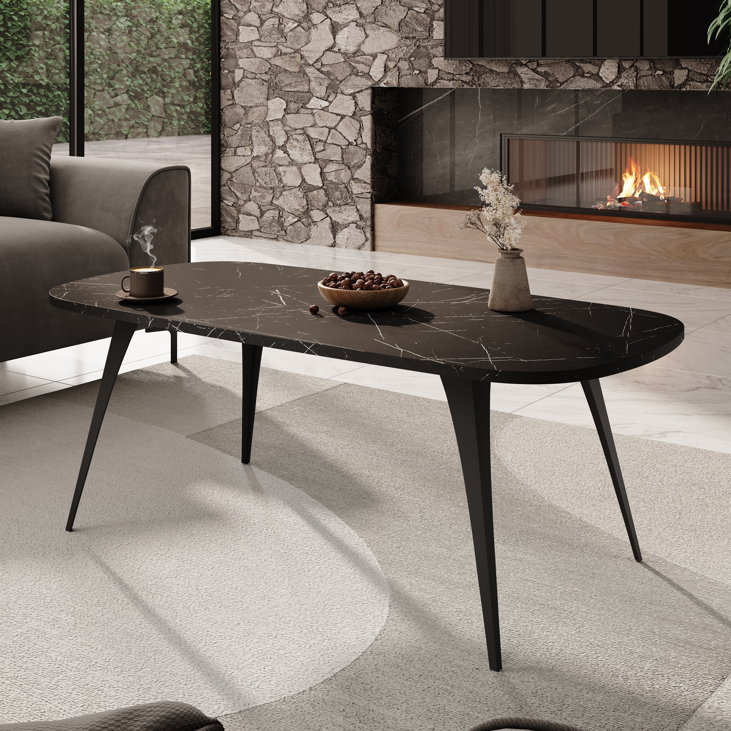 Flix - Salontafel - Zwart marmerlook - 120x60x45 cm