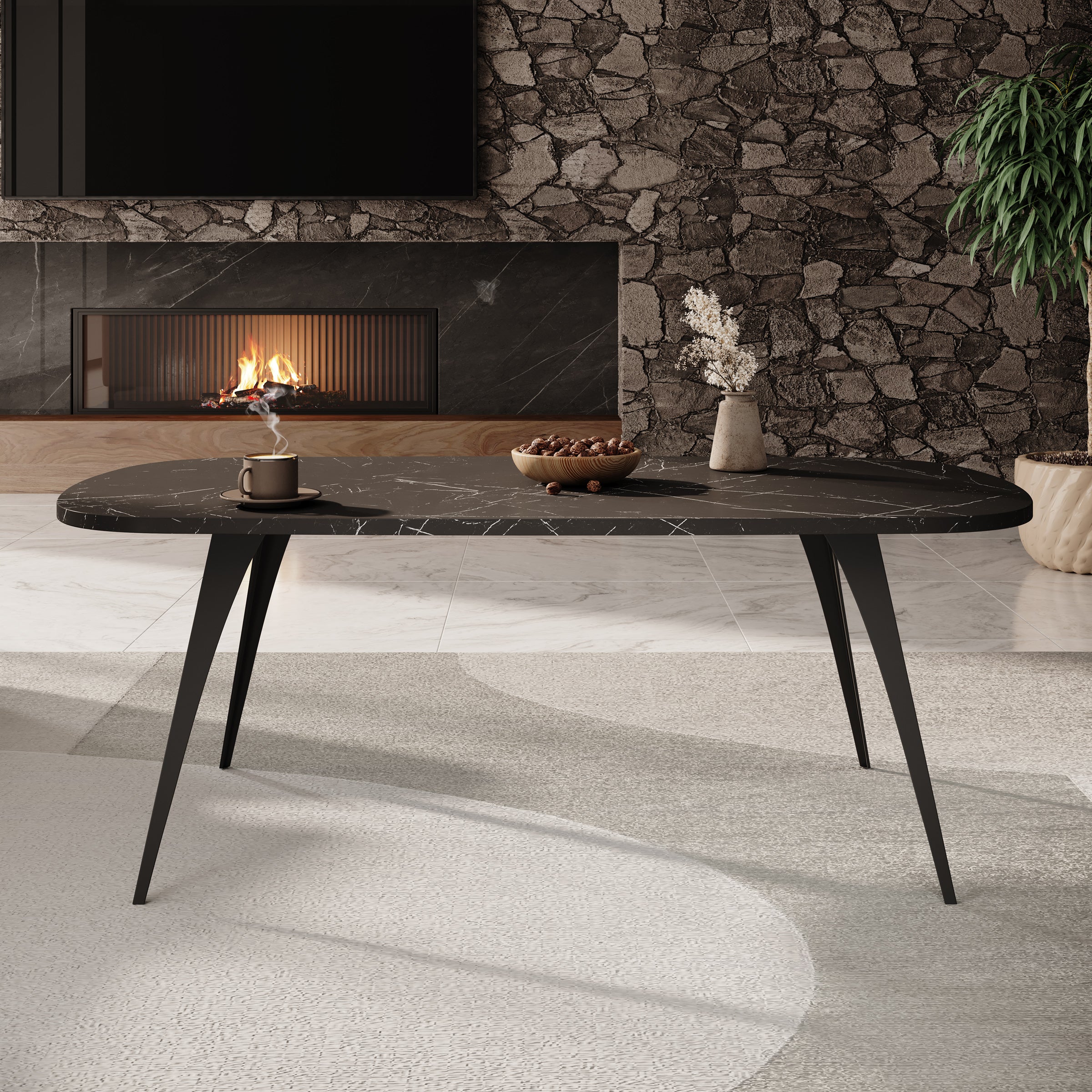 Flix - Salontafel - Zwart marmerlook - 120x60x45 cm