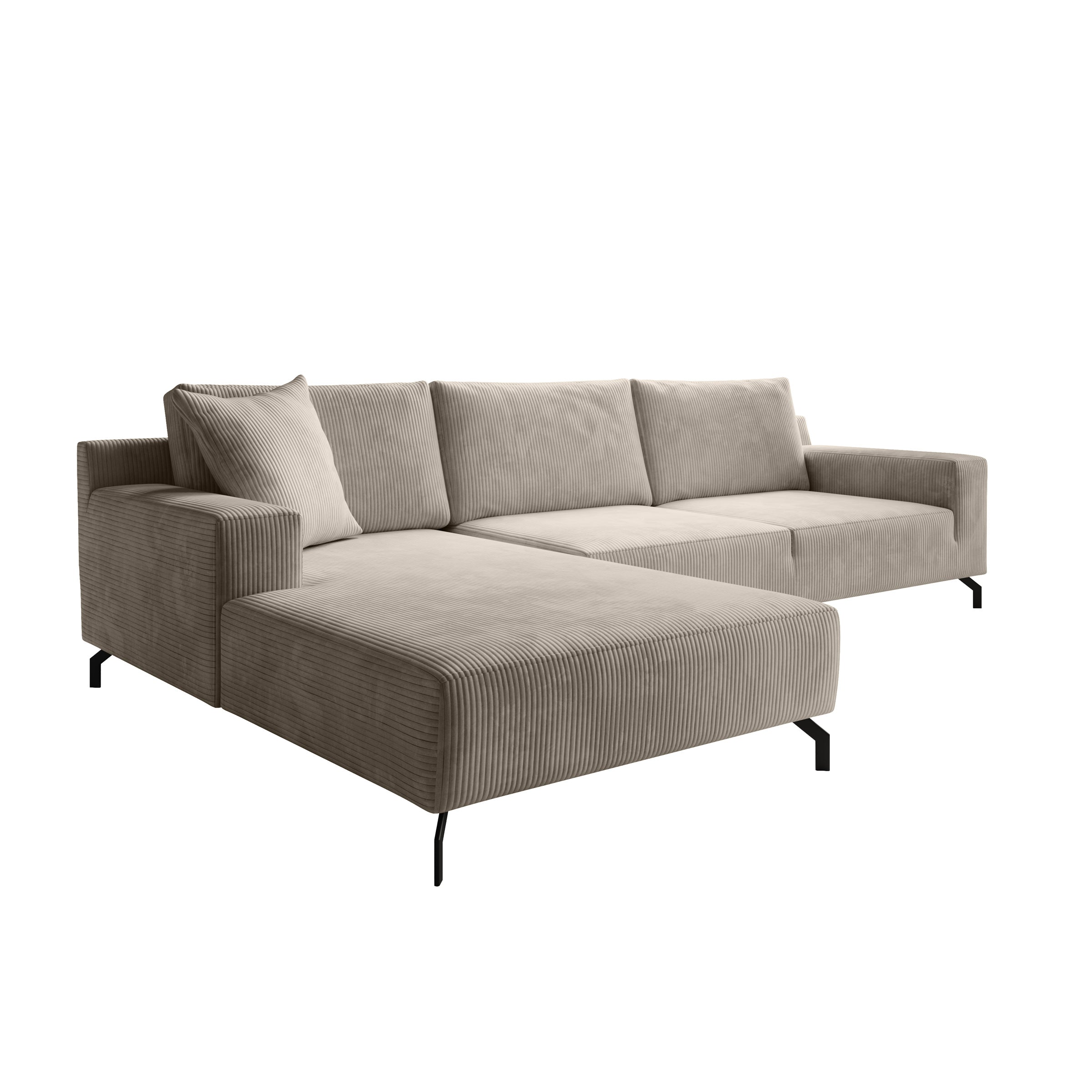 Florencio - Hoekbank 3-zits met CL - Ribstof beige - Links
